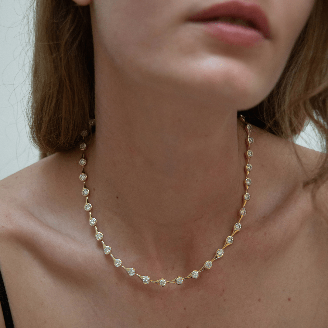 886 Royal Mint Necklaces Teardrop Diamond Large Tennis Necklace, 18ct Yellow Gold (Limited Edition)