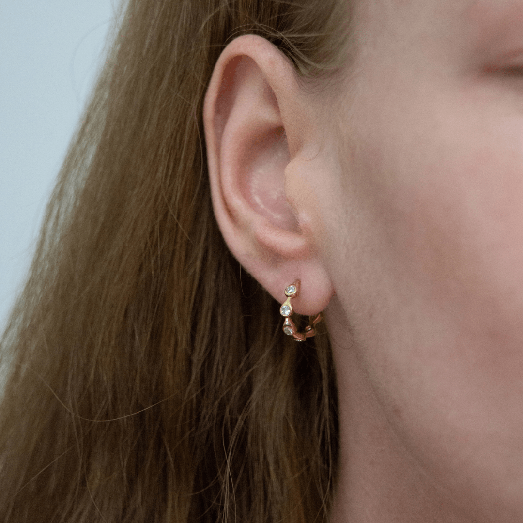 886 Royal Mint Earrings Teardrop Diamond Hoop Earrings, 18ct Yellow Gold