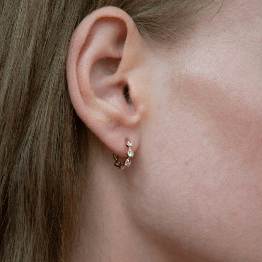 886 Royal Mint Earrings Teardrop Diamond Hoop Earrings, 18ct Yellow Gold