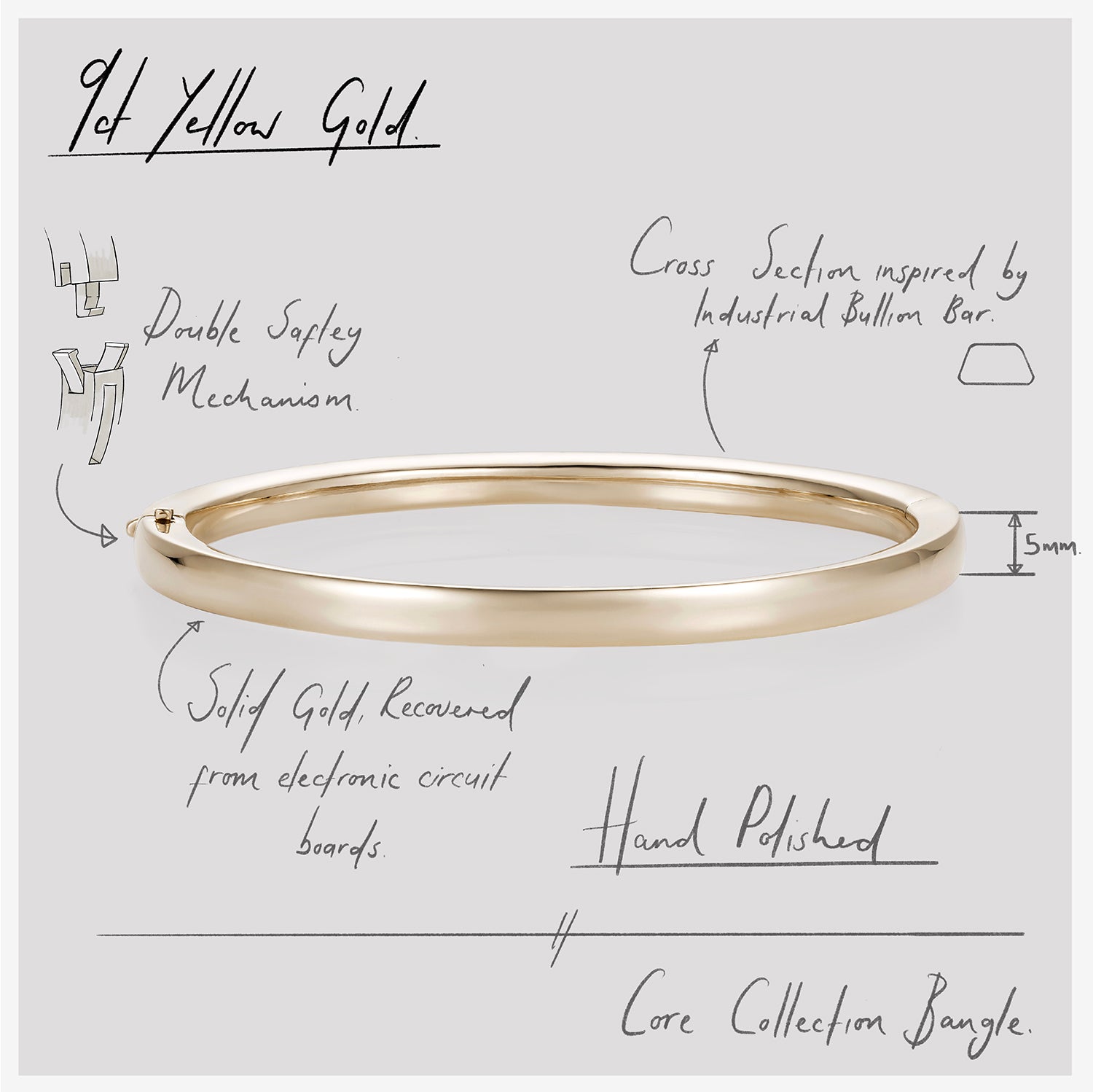 886 Royal Mint Bracelet 886 Bangle in 9ct Yellow Gold