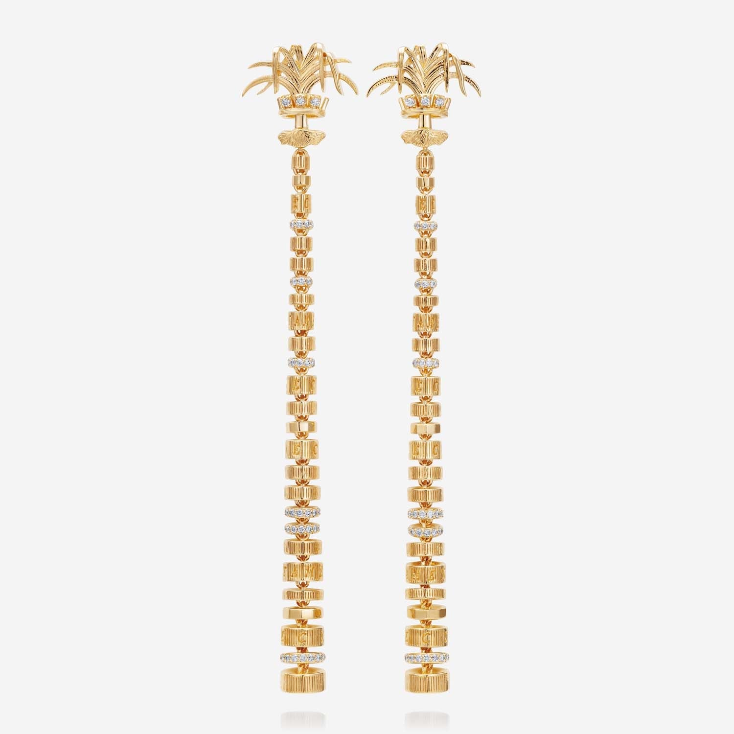 886 Royal Mint Earrings Tutamen Diamond Stack Drop Earrings 18ct Yellow Gold