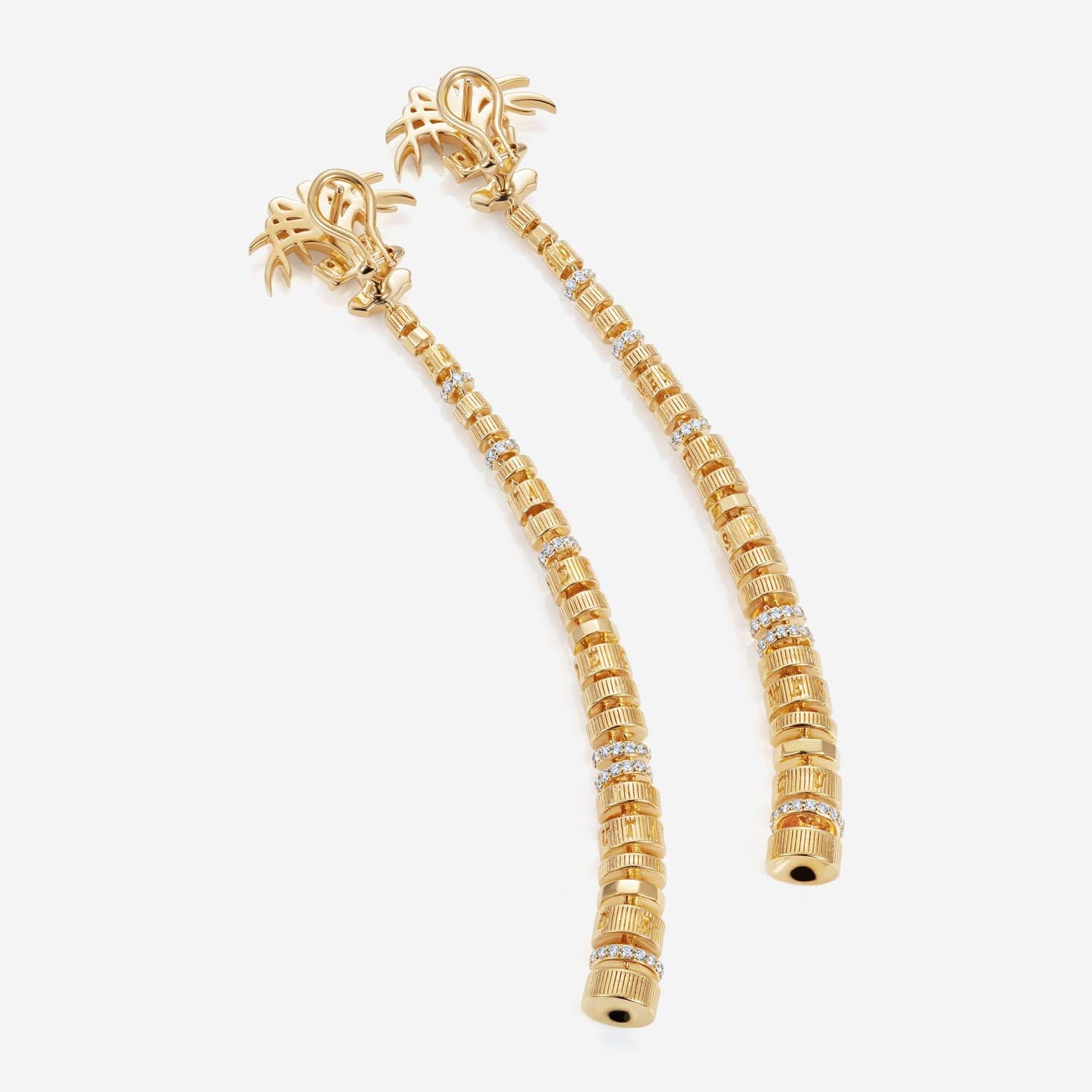886 Royal Mint Earrings Tutamen Diamond Stack Drop Earrings 18ct Yellow Gold