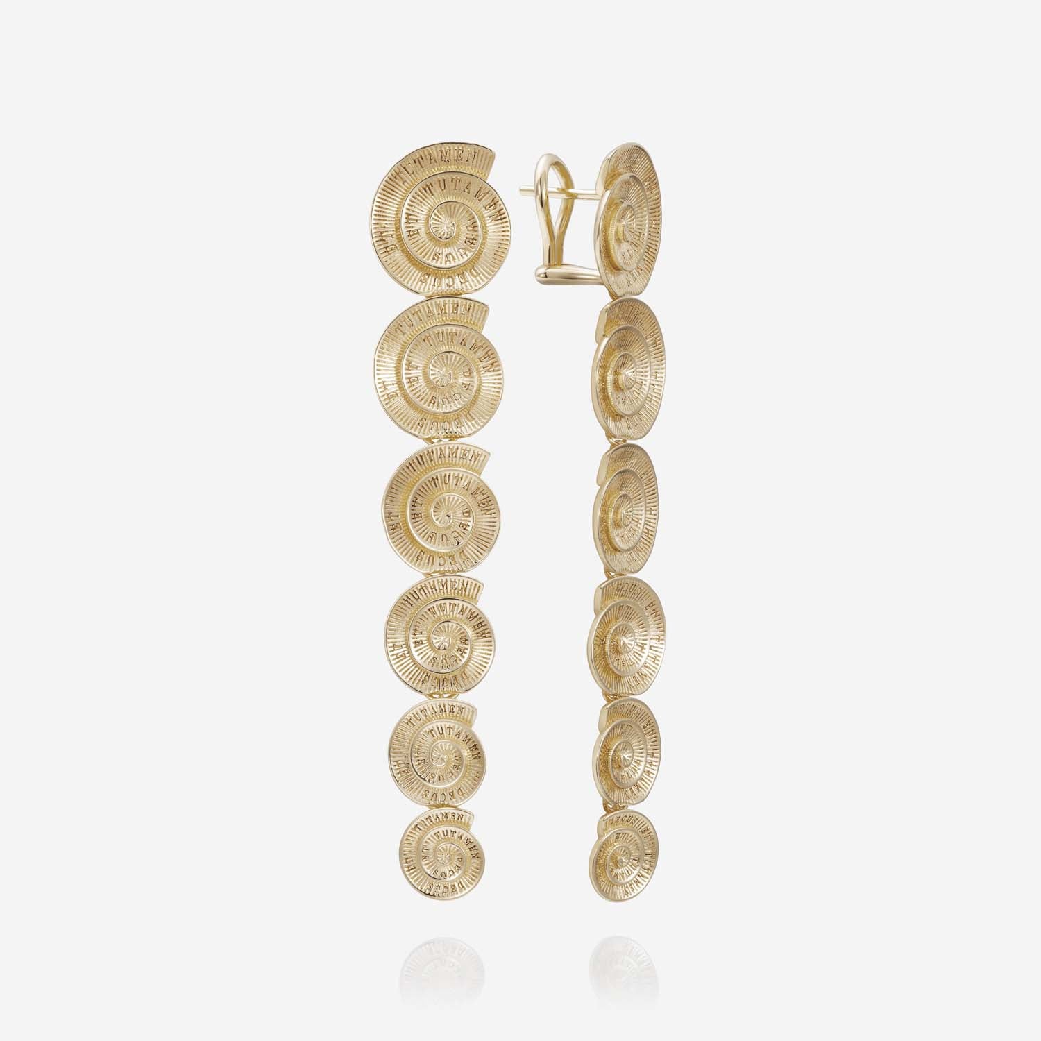 886 Royal Mint Earrings Tutamen Spiral Drop Earrings 9ct Yellow Gold