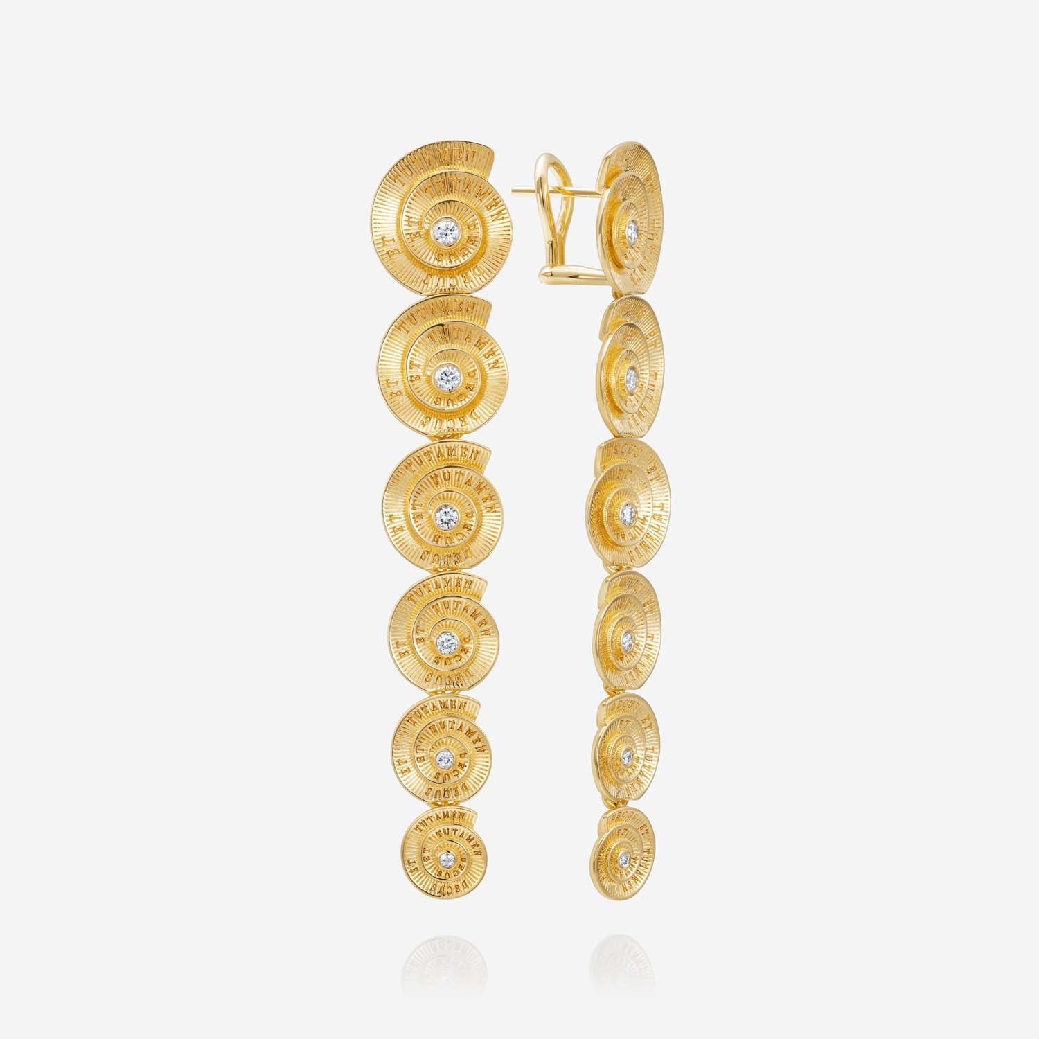 886 Royal Mint Earrings Tutamen Diamond Spiral Drop Earrings 18ct Yellow Gold