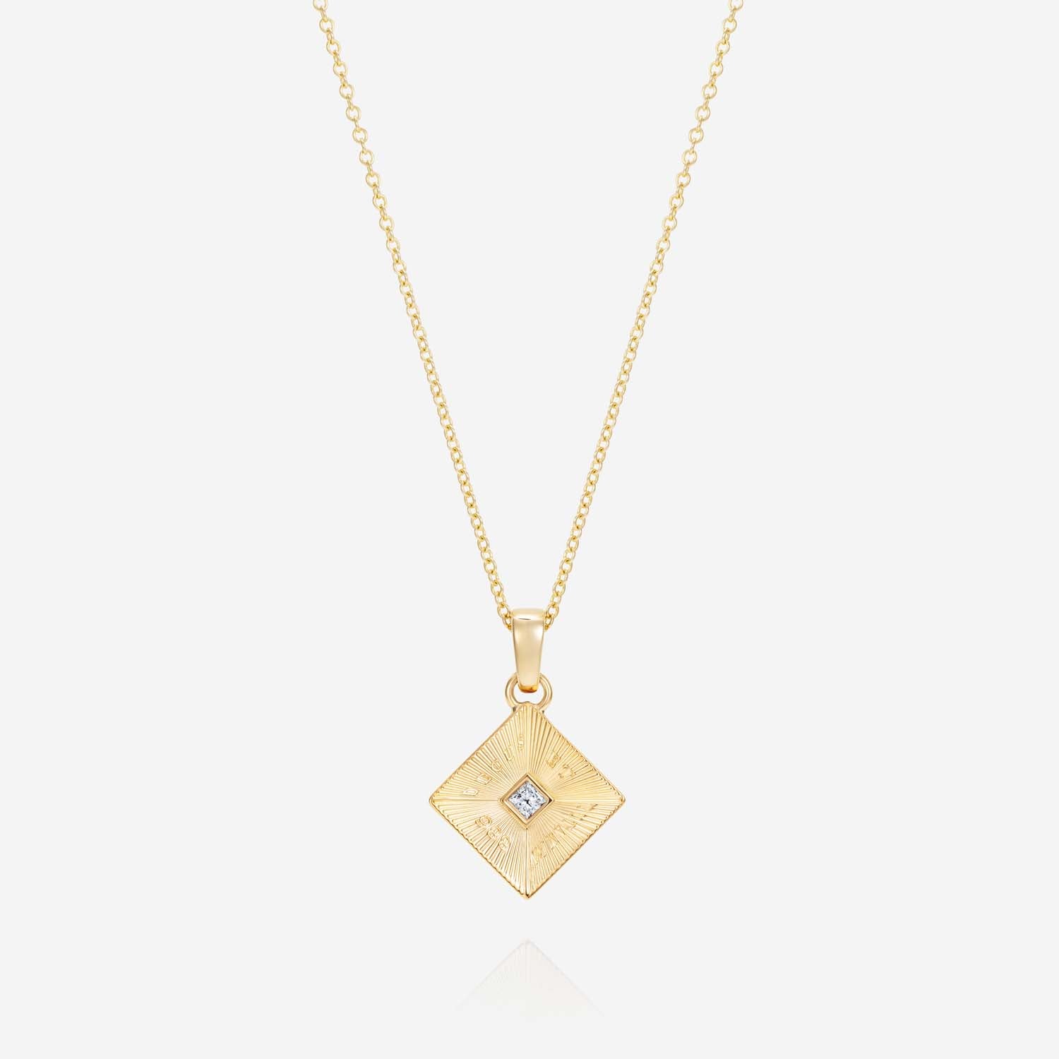 886 Royal Mint Necklaces Tutamen Diamond Square Pendant 18ct Yellow Gold