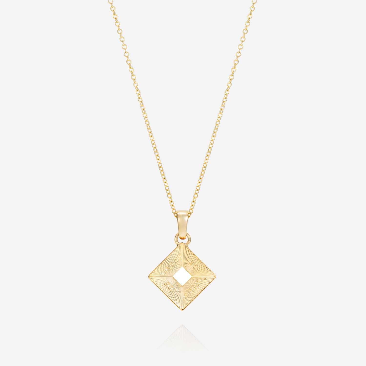 886 Royal Mint Necklaces Tutamen Square Pendant with Chain 18ct Yellow Gold