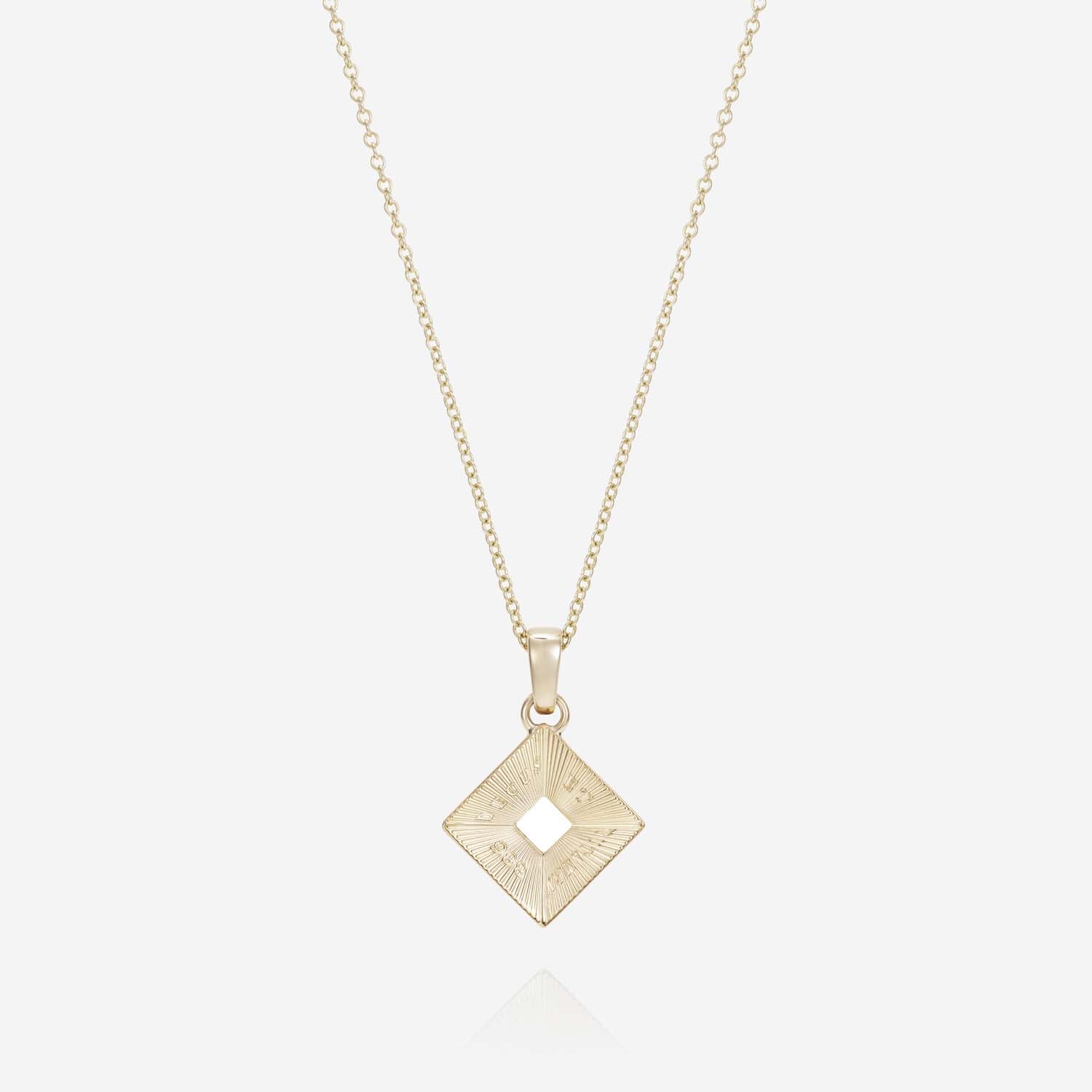 886 Royal Mint Necklaces Tutamen Square Pendant with Chain 9ct Yellow Gold