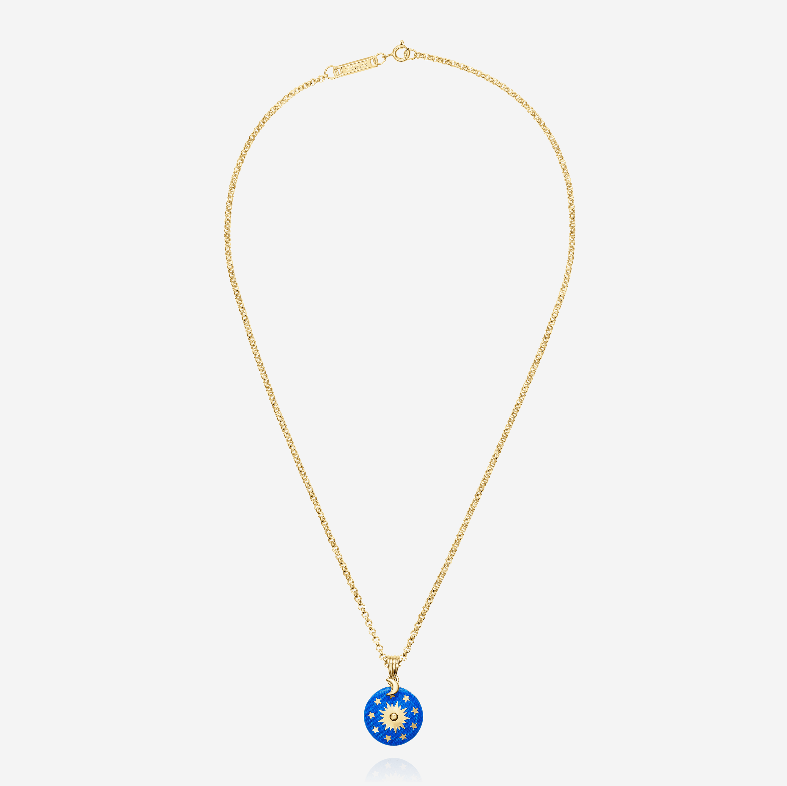 886 Royal Mint Pendants & Charms Night Sky Enamelled Spinner Pendant with 18 inch Small Belcher Chain, 18ct Yellow Gold