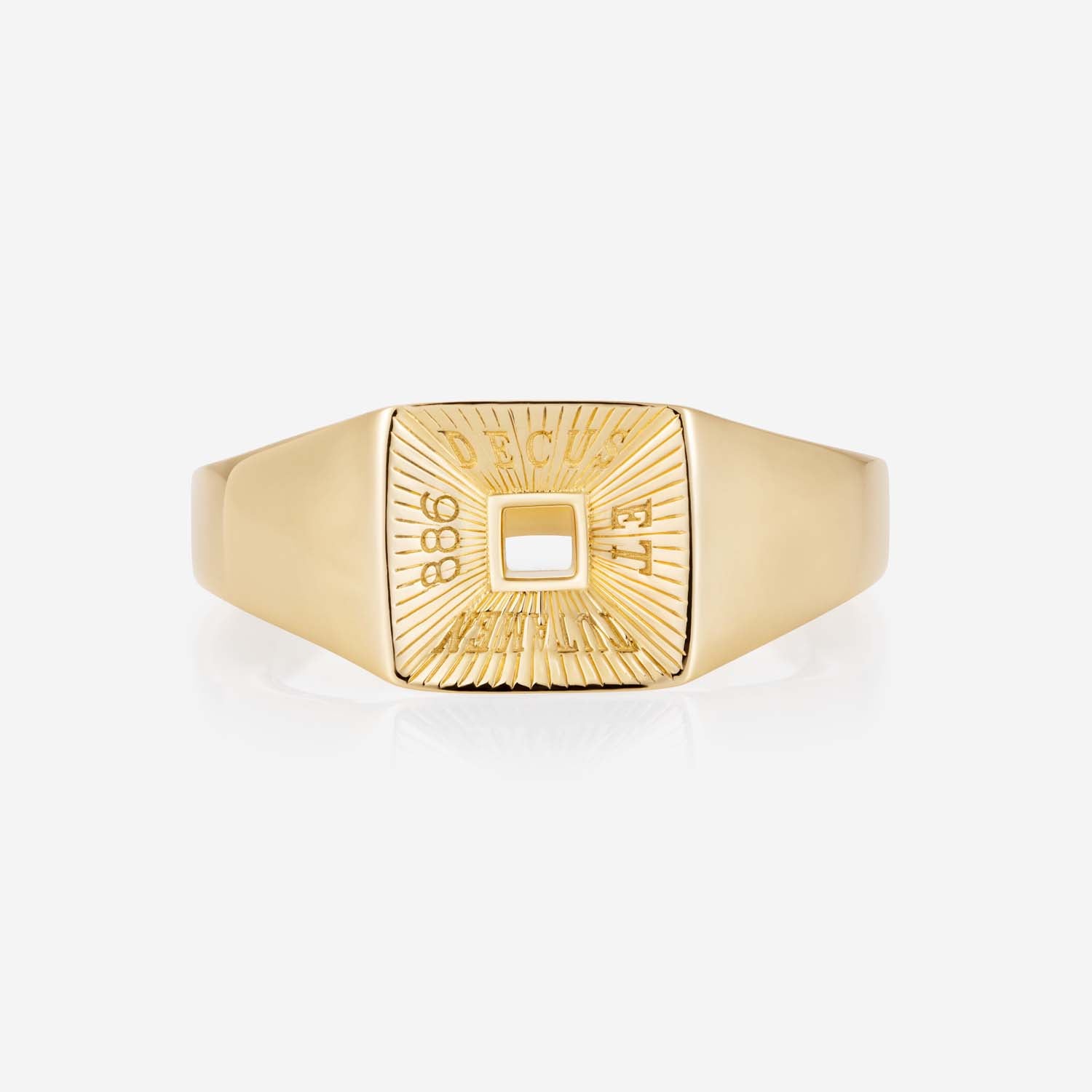 886 Royal Mint Rings Tutamen Square Signet Ring 18ct Yellow Gold
