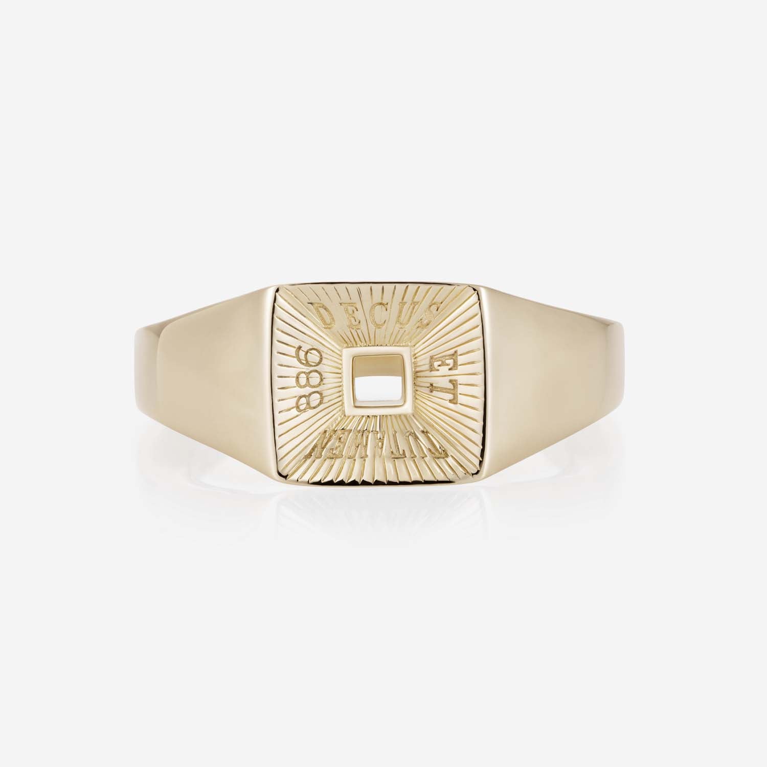 886 Royal Mint Rings Tutamen Square Signet Ring 9ct Yellow Gold