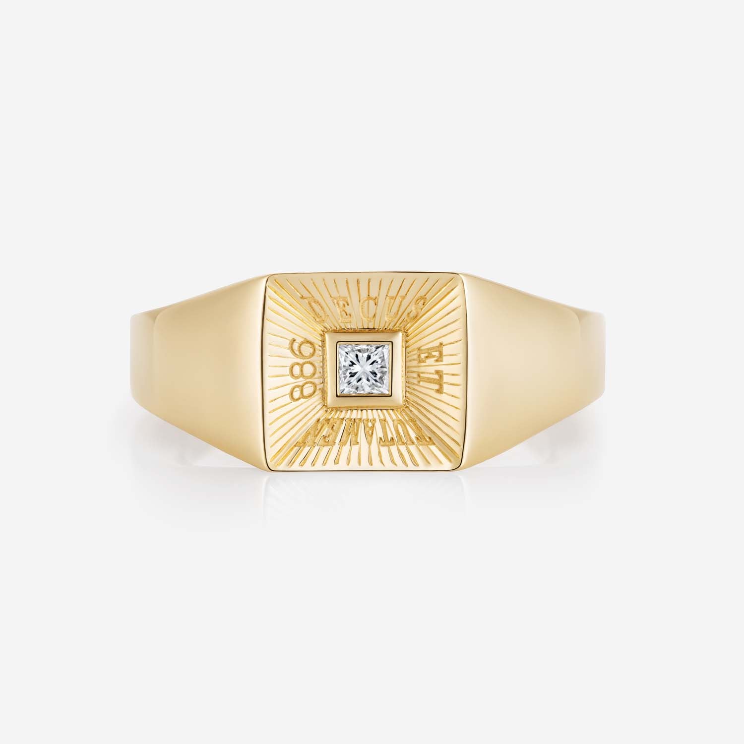 886 Royal Mint Rings Tutamen Diamond Square Signet Ring 18ct Yellow Gold