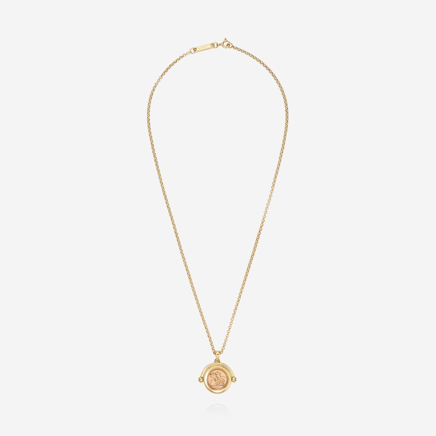 886 Royal Mint Necklaces 886 2025 Quarter Sovereign Spinning Pendant with Chain 18ct Gold