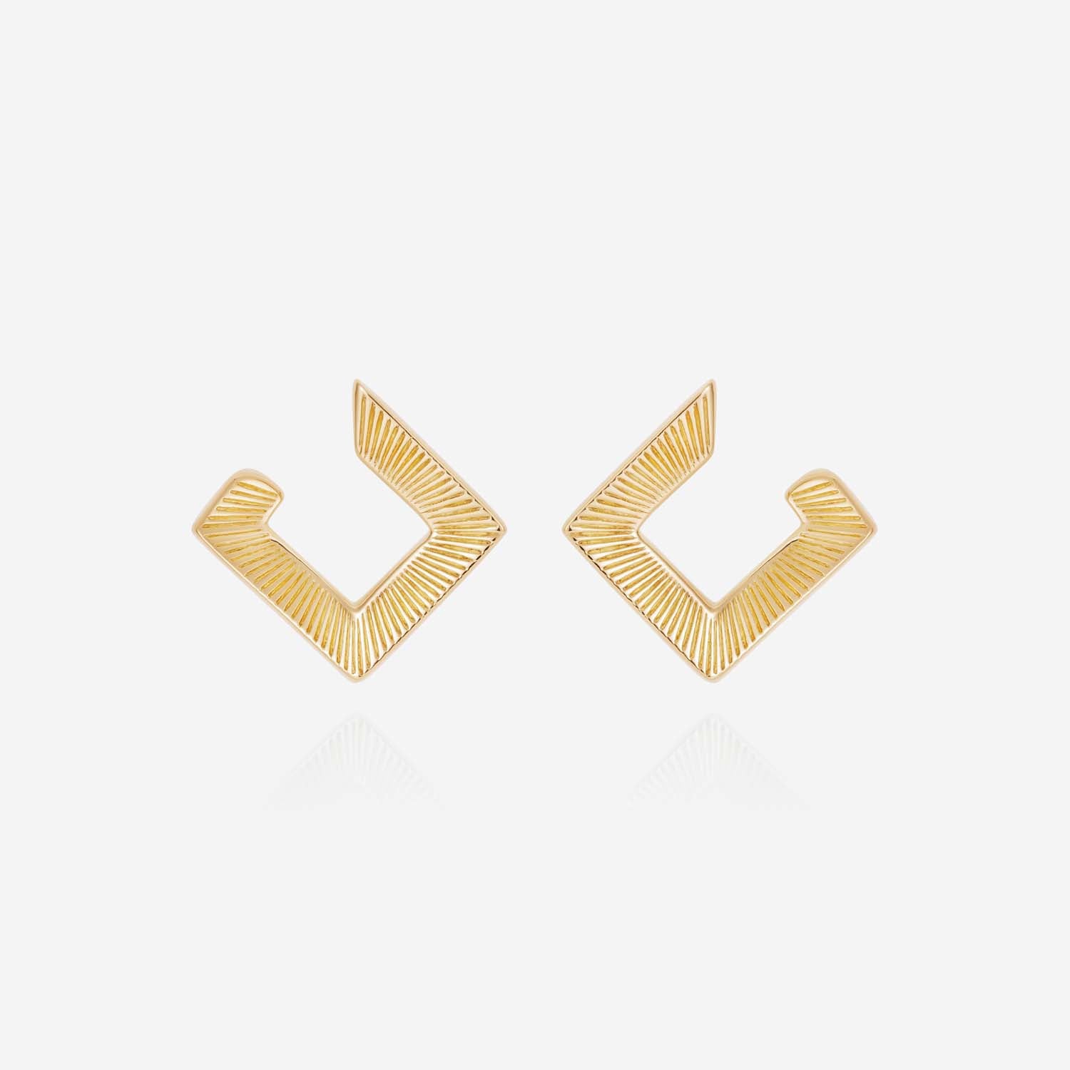 886 Royal Mint Earrings Tutamen Square Stud Earrings 18ct Yellow Gold