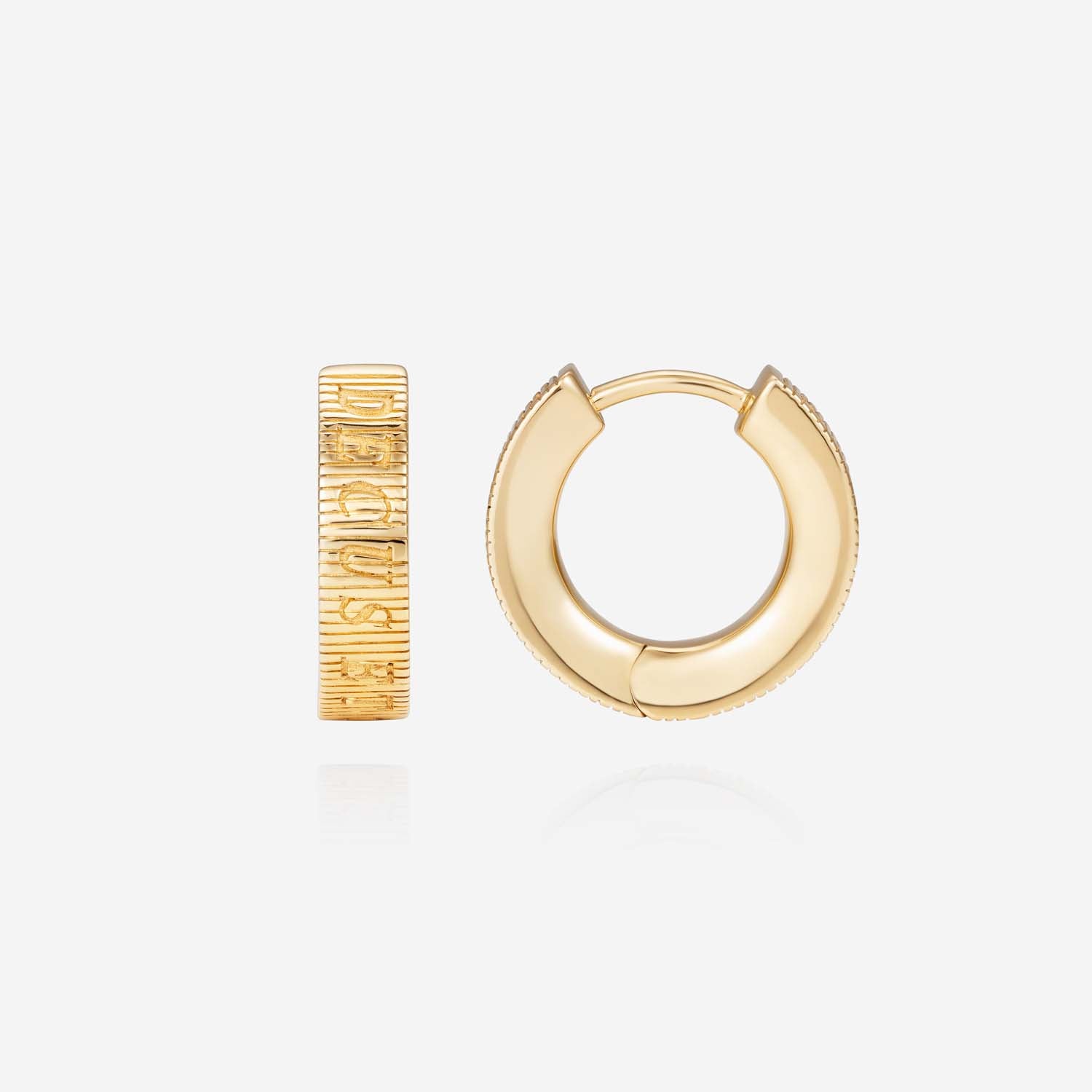 886 Royal Mint Earrings Tutamen Huggie Hoop Earrings 18ct Yellow Gold