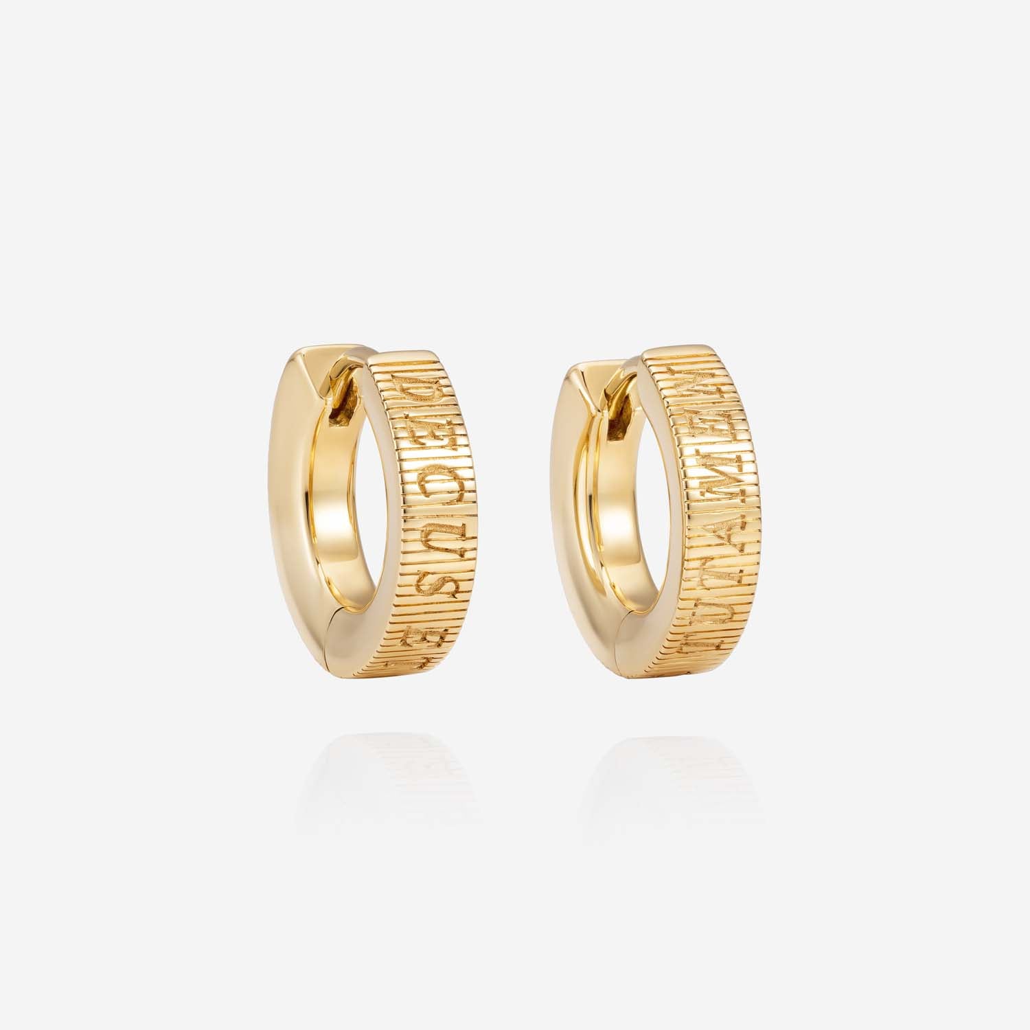 886 Royal Mint Earrings Tutamen Huggie Hoop Earrings 18ct Yellow Gold