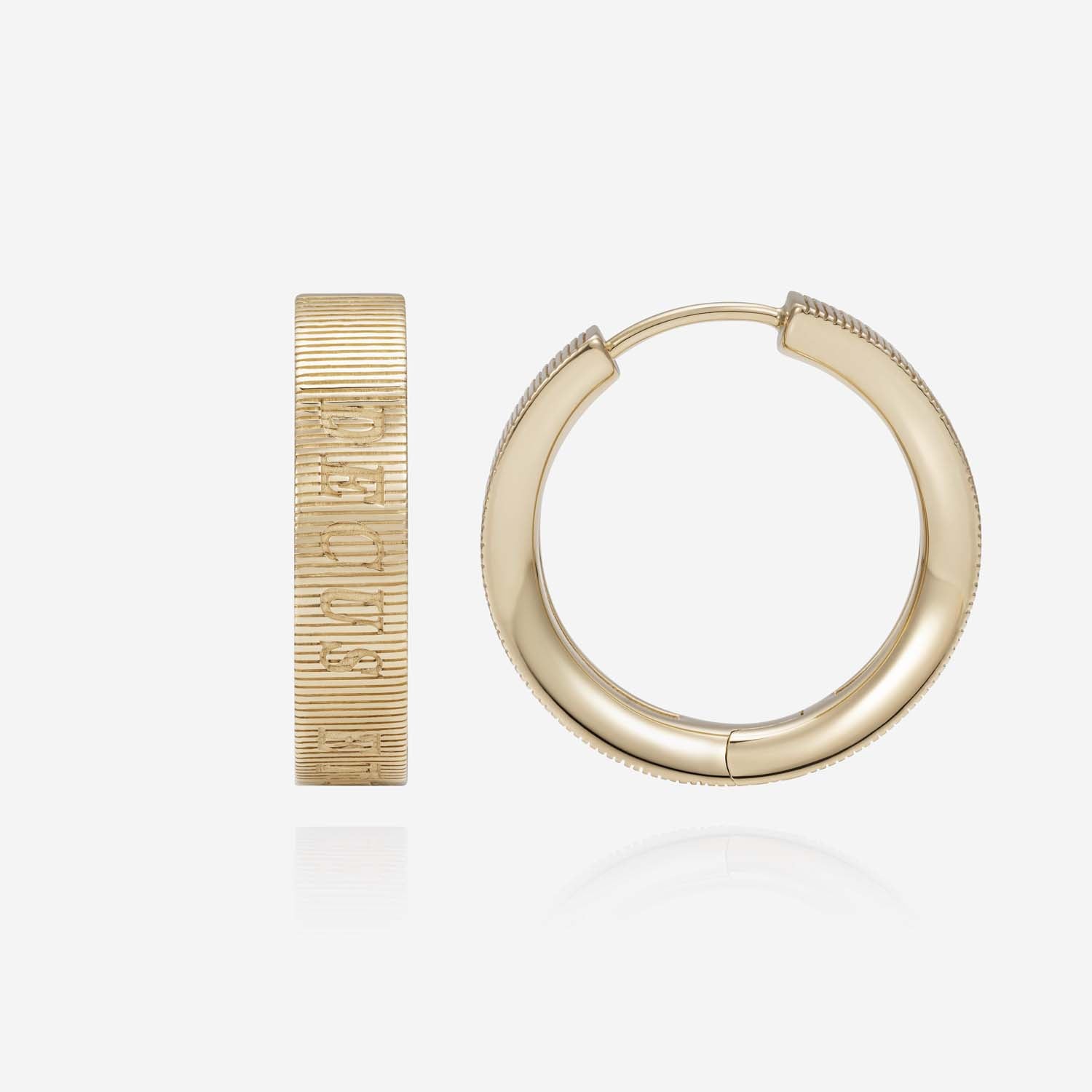 886 Royal Mint Earrings Tutamen Large Hoop Earrings 9ct Yellow Gold