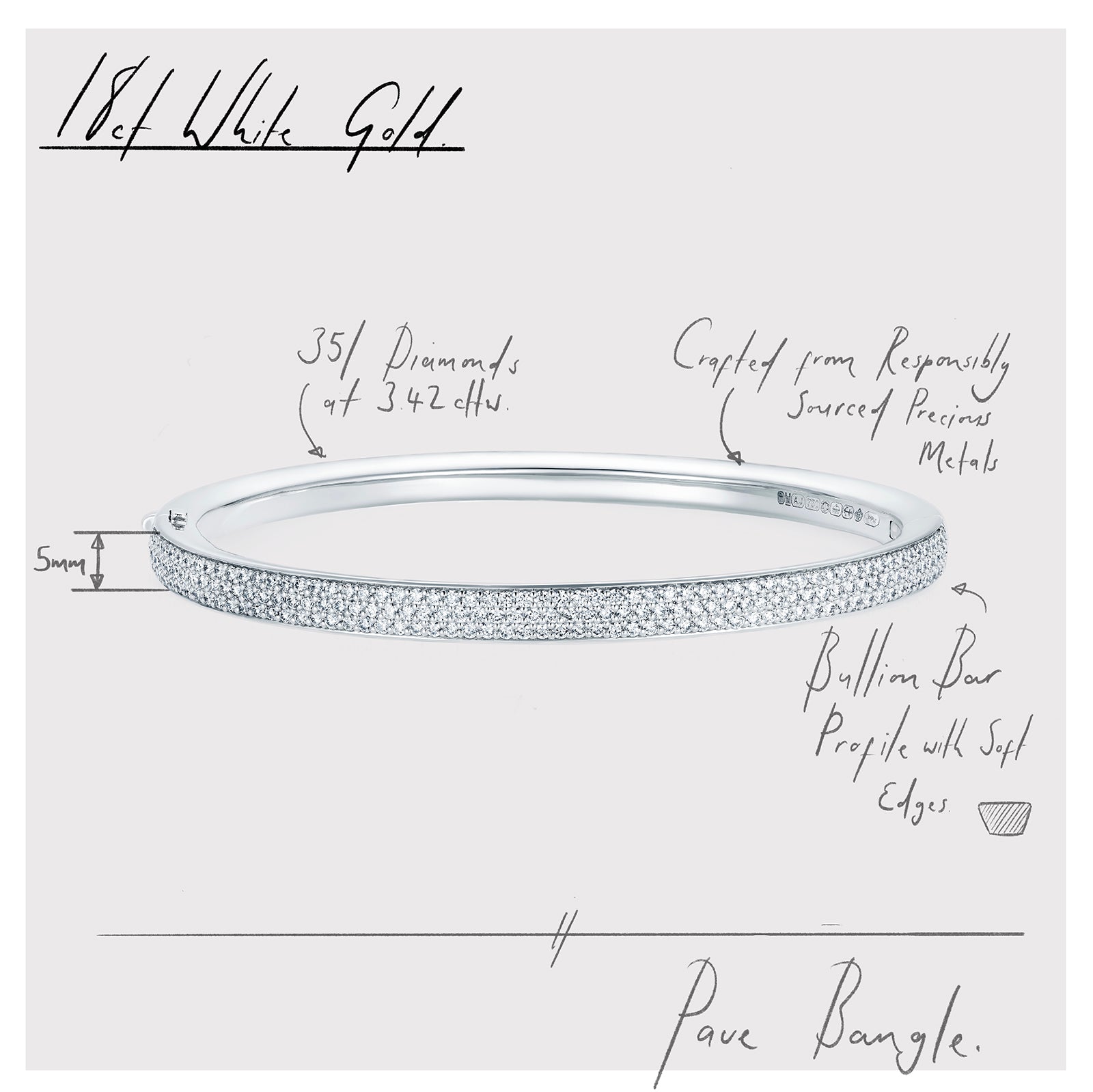 886 Royal Mint Bracelet 886 Pavé Bangle in 18ct White Gold
