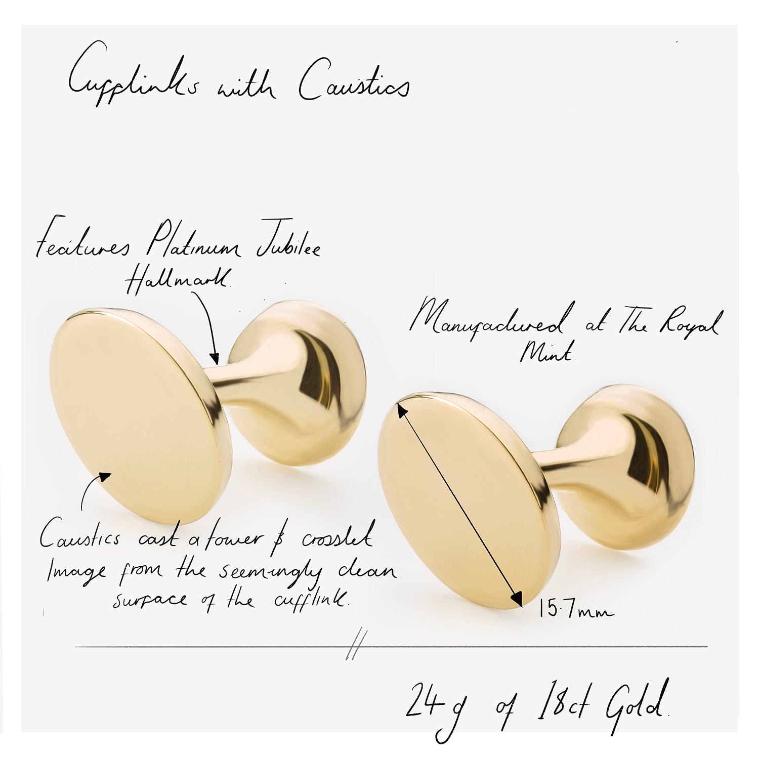 886 Royal Mint Cufflinks 886 Caustic Cufflinks in 18ct Yellow Gold