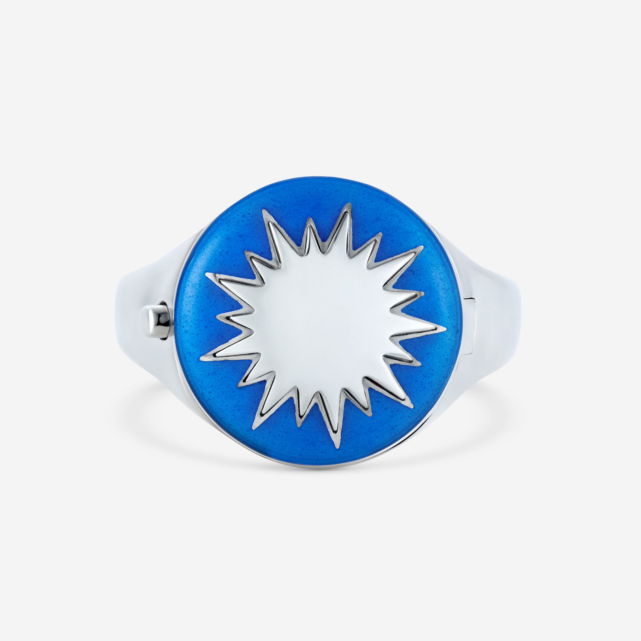 886 Royal Mint Rings Sundial Enamelled Signet Ring in Silver