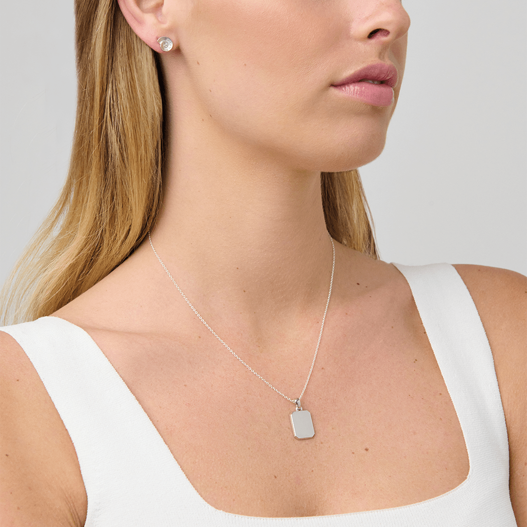 886 Royal Mint Pendants & Charms 886 Rectangle Pendant with Chain Sterling Silver