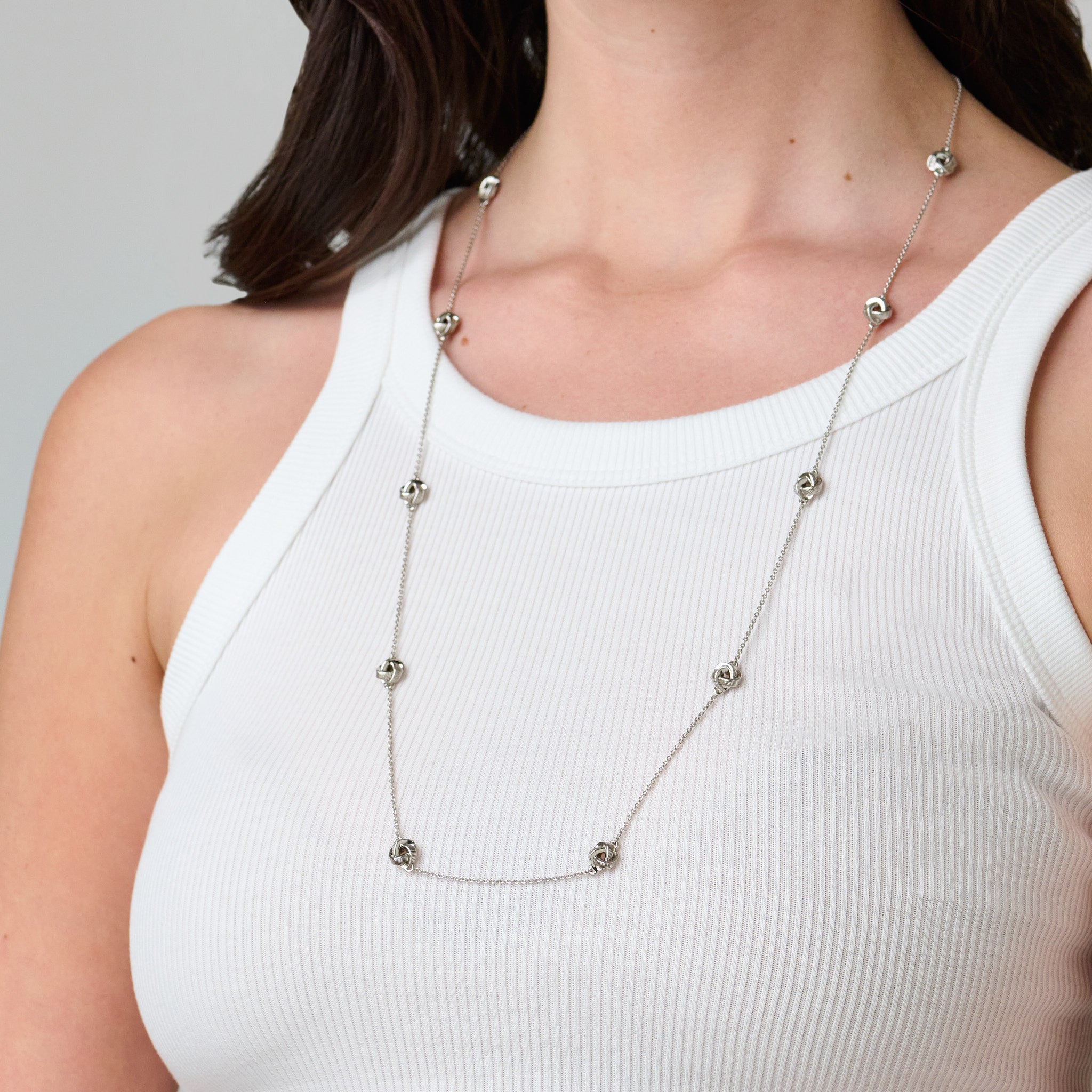 886 Royal Mint Knot Necklace 30" Sterling Silver