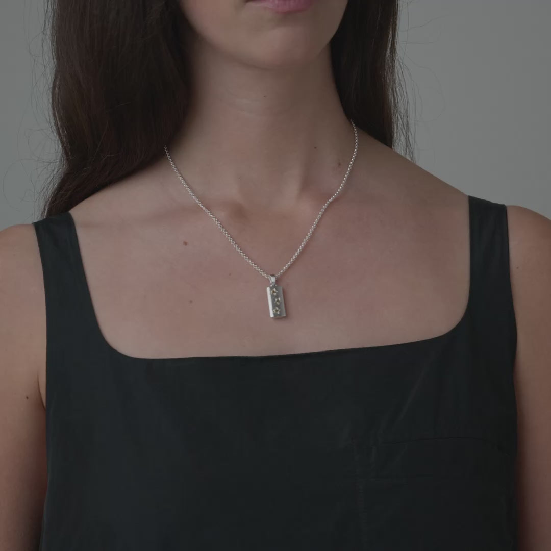 Shooting Star Bar Pendant with 18 inch Small Belcher Chain, Sterling Silver & 9ct Yellow Gold