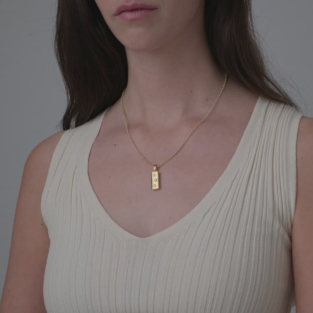 Shooting Star Bar Pendant with 18 inch Small Belcher Chain 9ct Yellow Gold