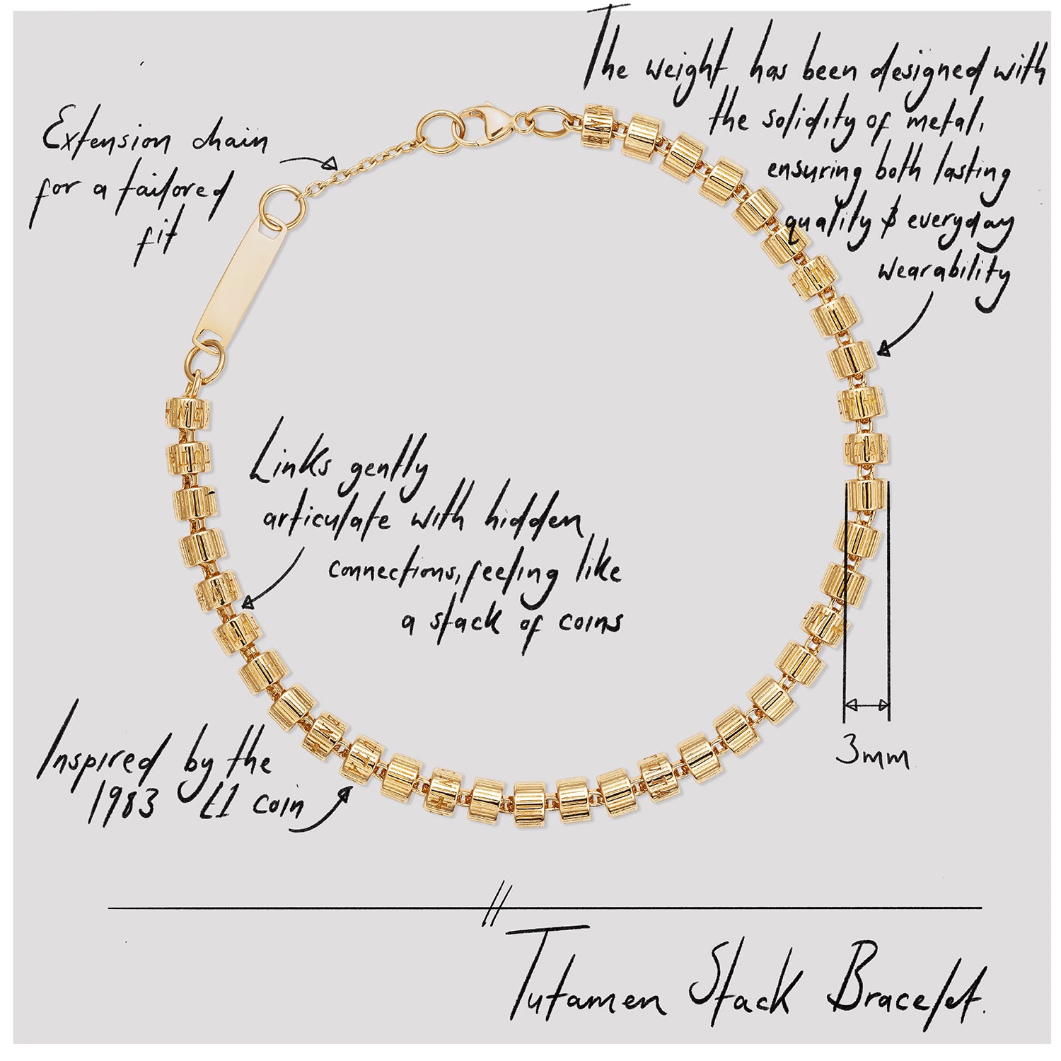 886 Royal Mint Bracelets Tutamen Stack Bracelet 18ct Yellow Gold