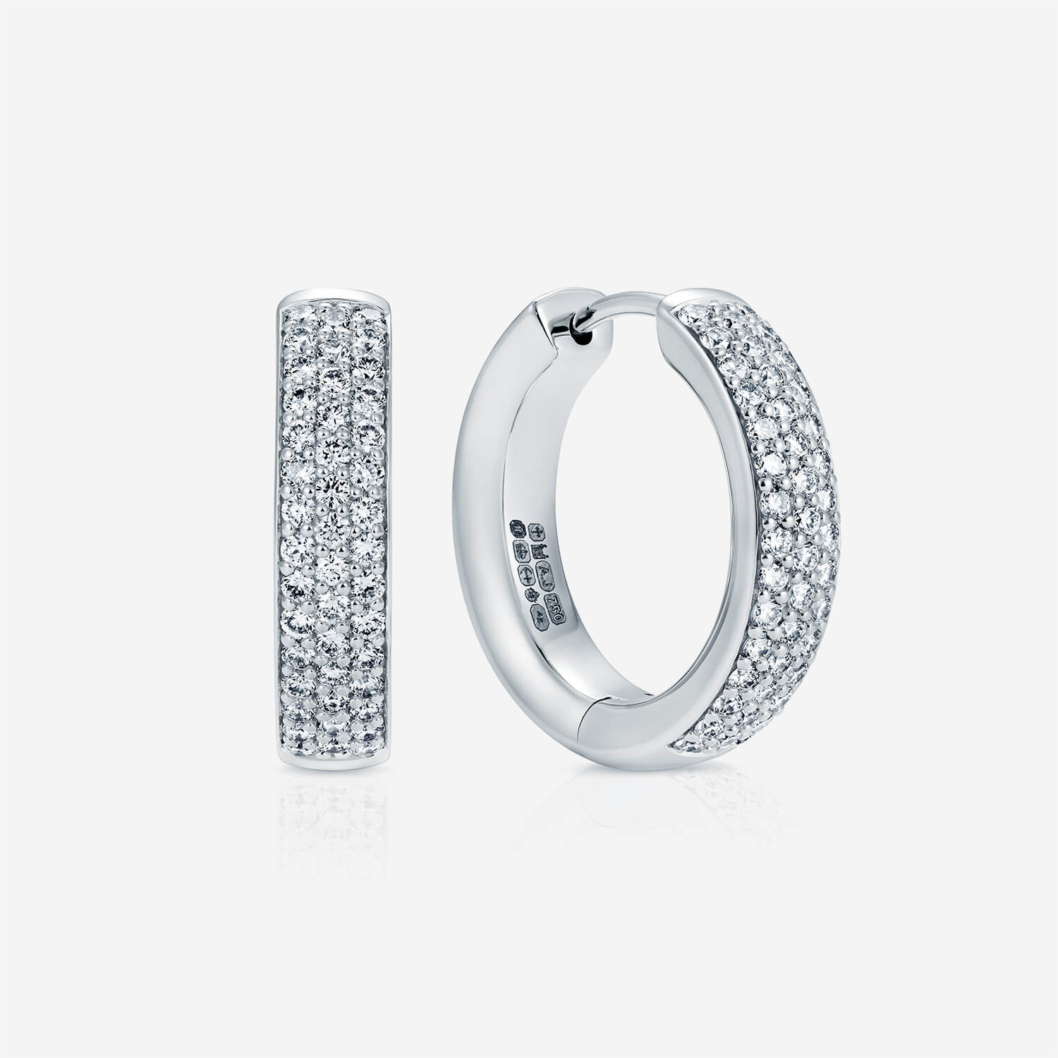 886 Royal Mint Earrings 886 Pavé Hoops in 18ct White Gold