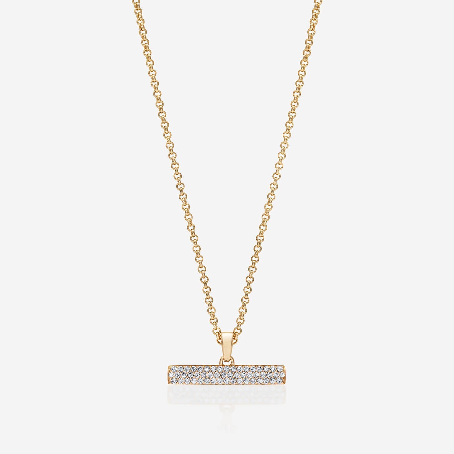 886 Royal Mint Necklaces 886 Pavé T-Bar with Chain in 18ct Yellow Gold
