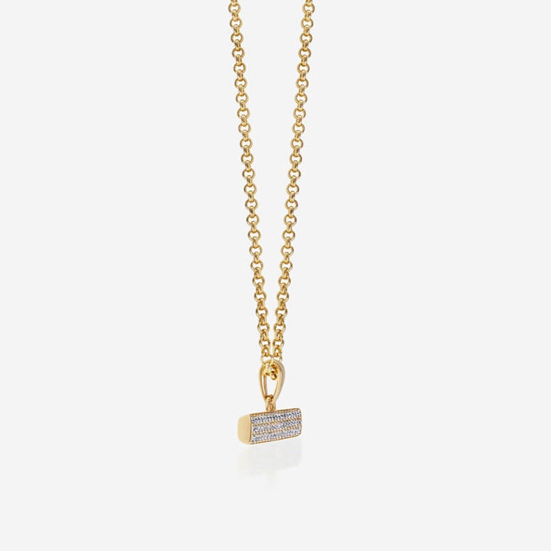 886 Royal Mint Necklaces 886 Pavé T-Bar with Chain in 18ct Yellow Gold