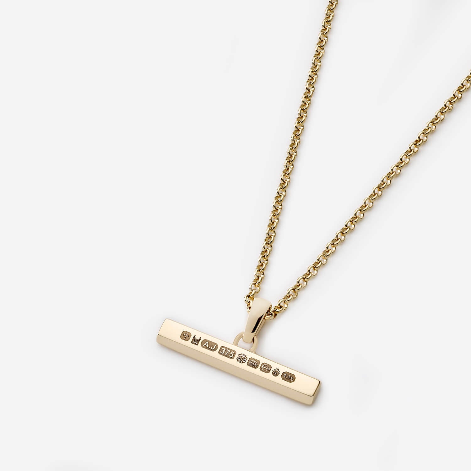 886 Royal Mint Necklaces 886 T-Bar Pendant with Chain in 9ct Yellow Gold