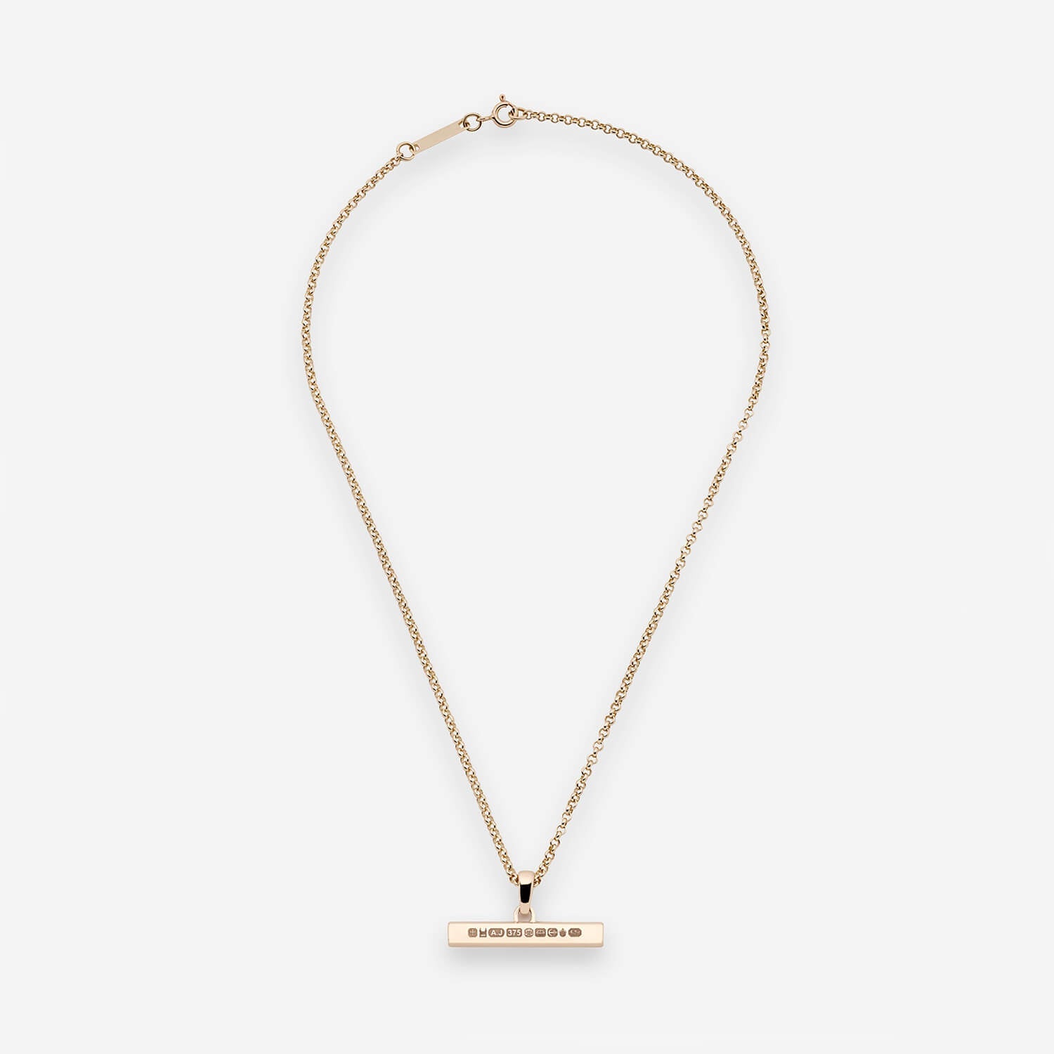 886 Royal Mint Necklaces 886 T-Bar Pendant with Chain in 9ct Yellow Gold