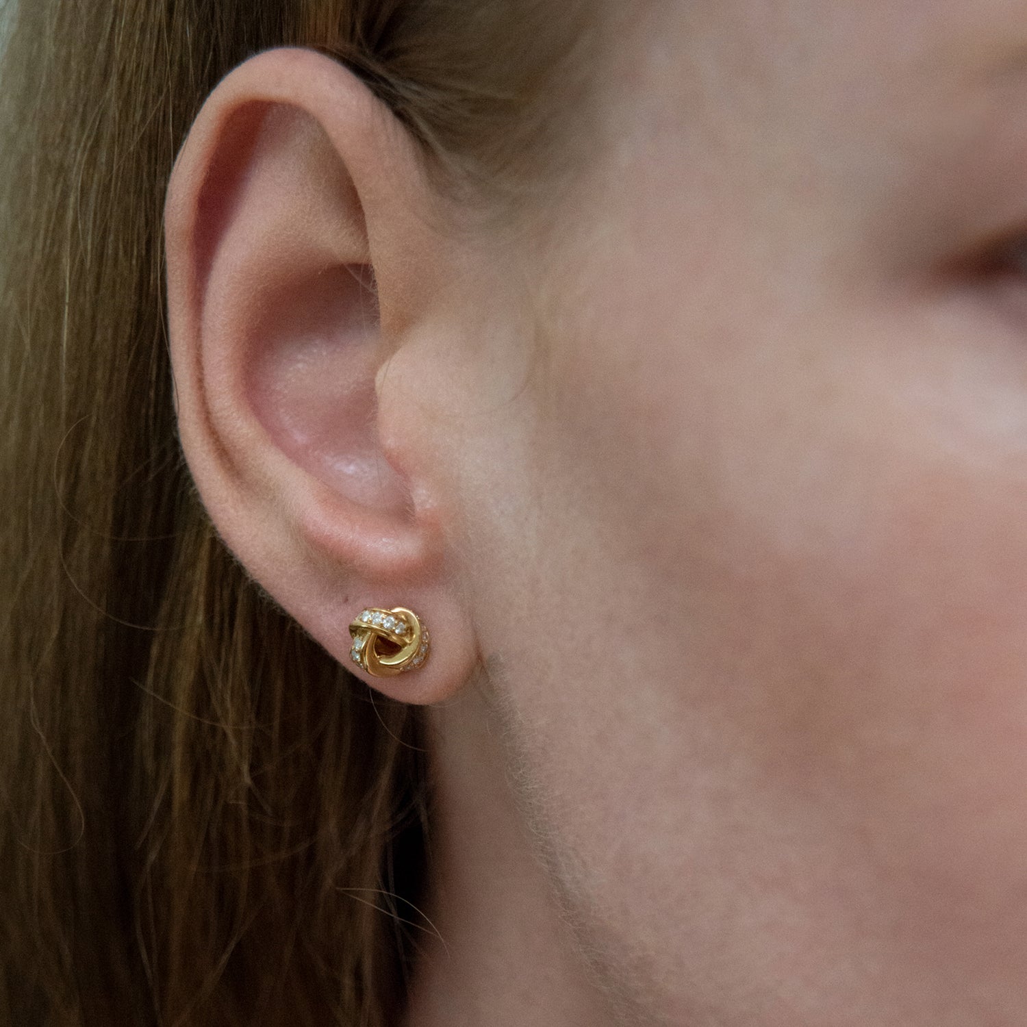 886 Royal Mint Earrings Diamond Knot Stud Earrings, 18ct Yellow Gold