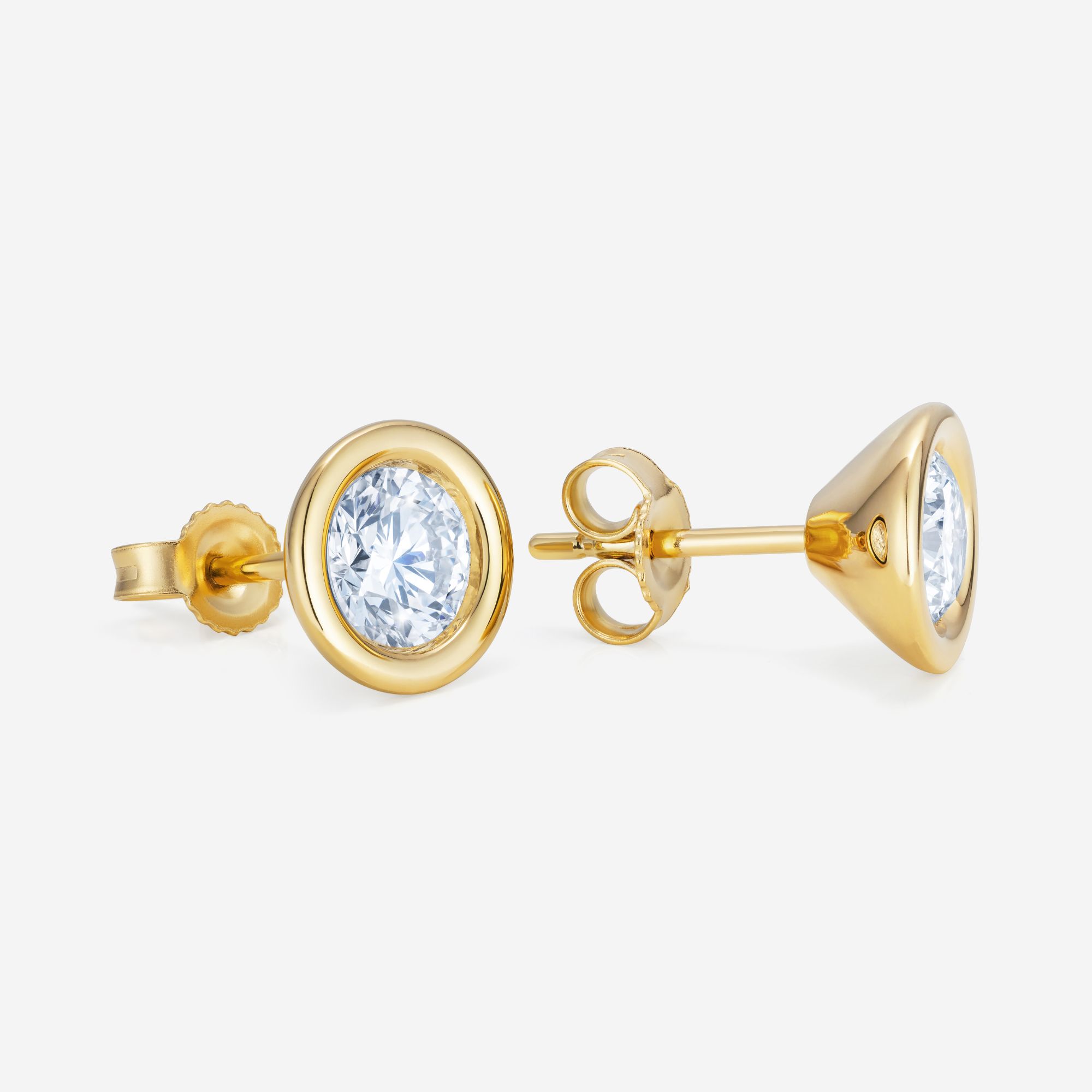 886 Royal Mint Earrings Frameset Round Cut Diamond Stud Earrings, 18ct Yellow Gold