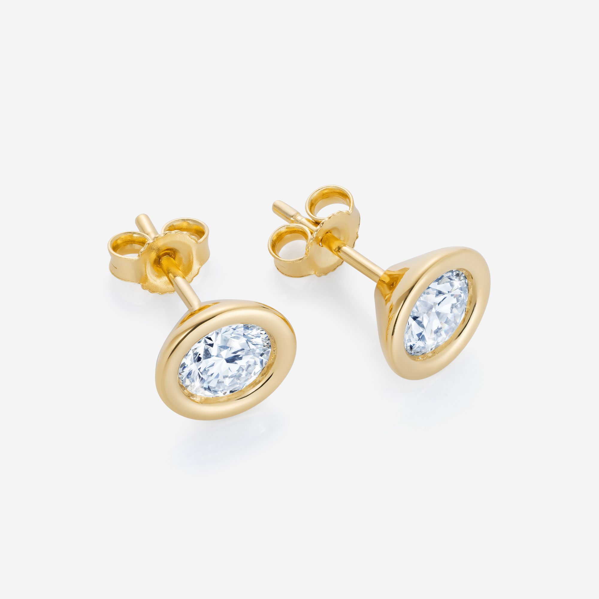 886 Royal Mint Earrings Frameset Round Cut Diamond Stud Earrings, 18ct Yellow Gold