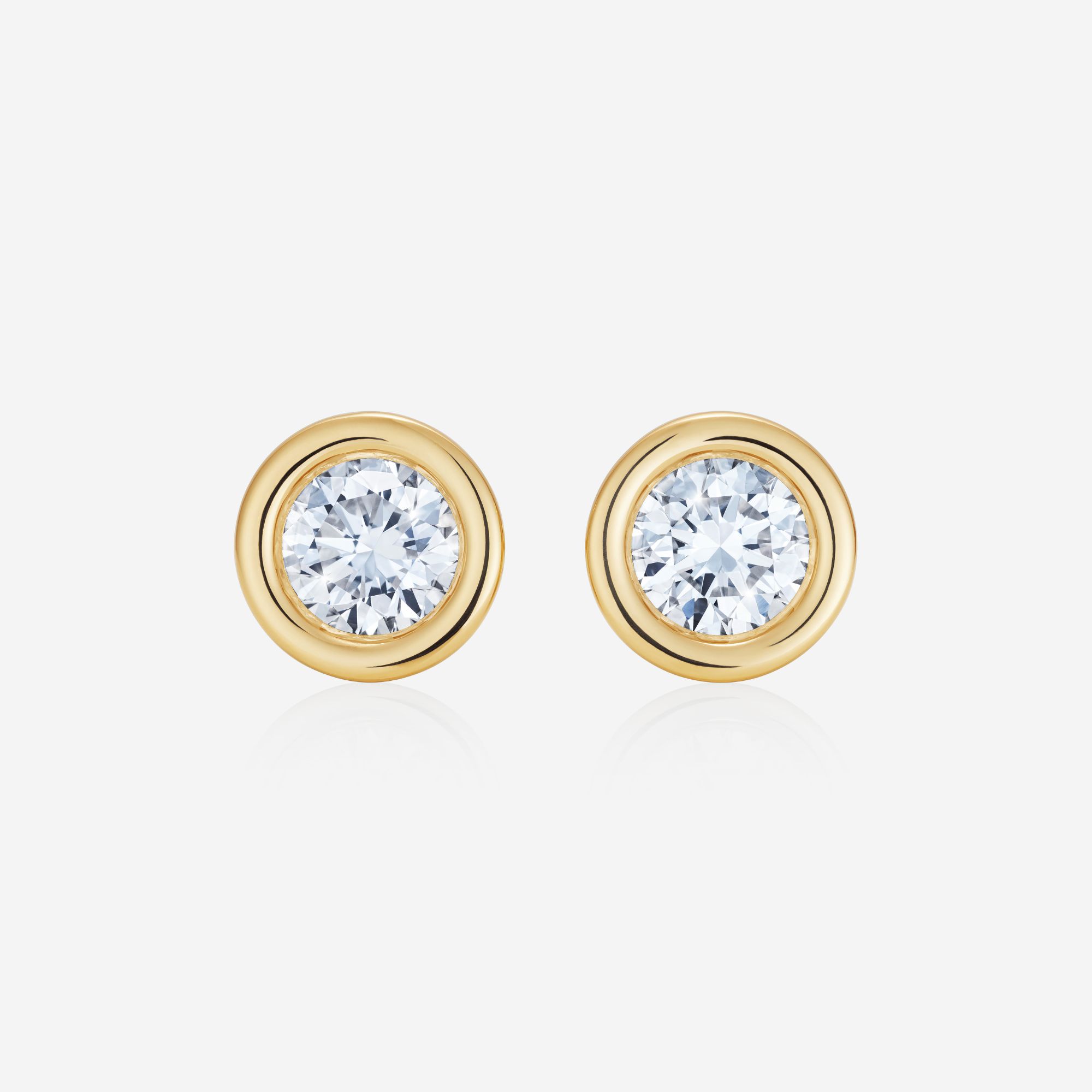 886 Royal Mint Earrings Frameset Round Cut Diamond Stud Earrings, 18ct Yellow Gold