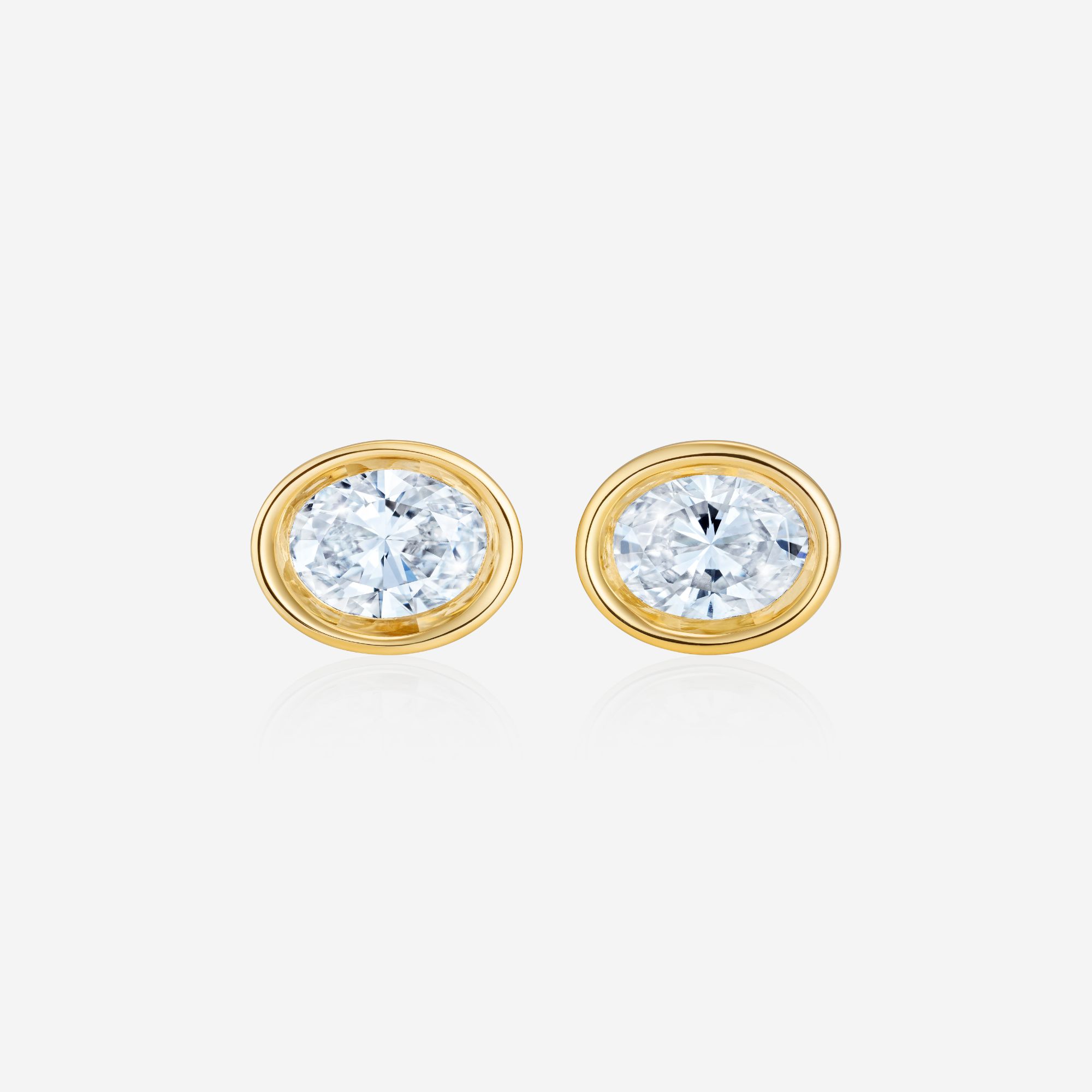 886 Royal Mint Earrings Frameset Oval Cut Diamond Stud Earrings, 18ct Yellow Gold