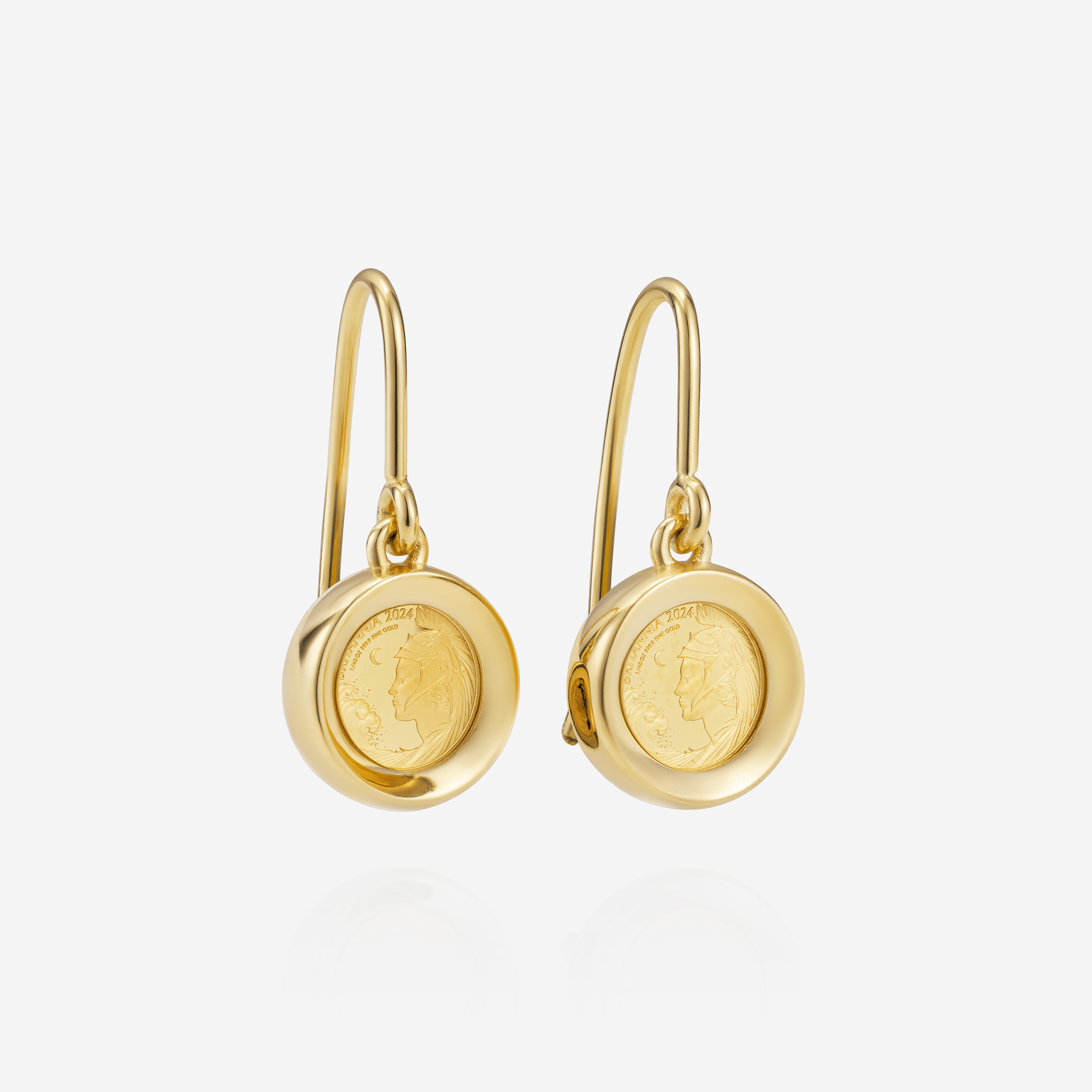 886 Royal Mint Earrings 1/40oz Drop Earring, 18ct Yellow Gold