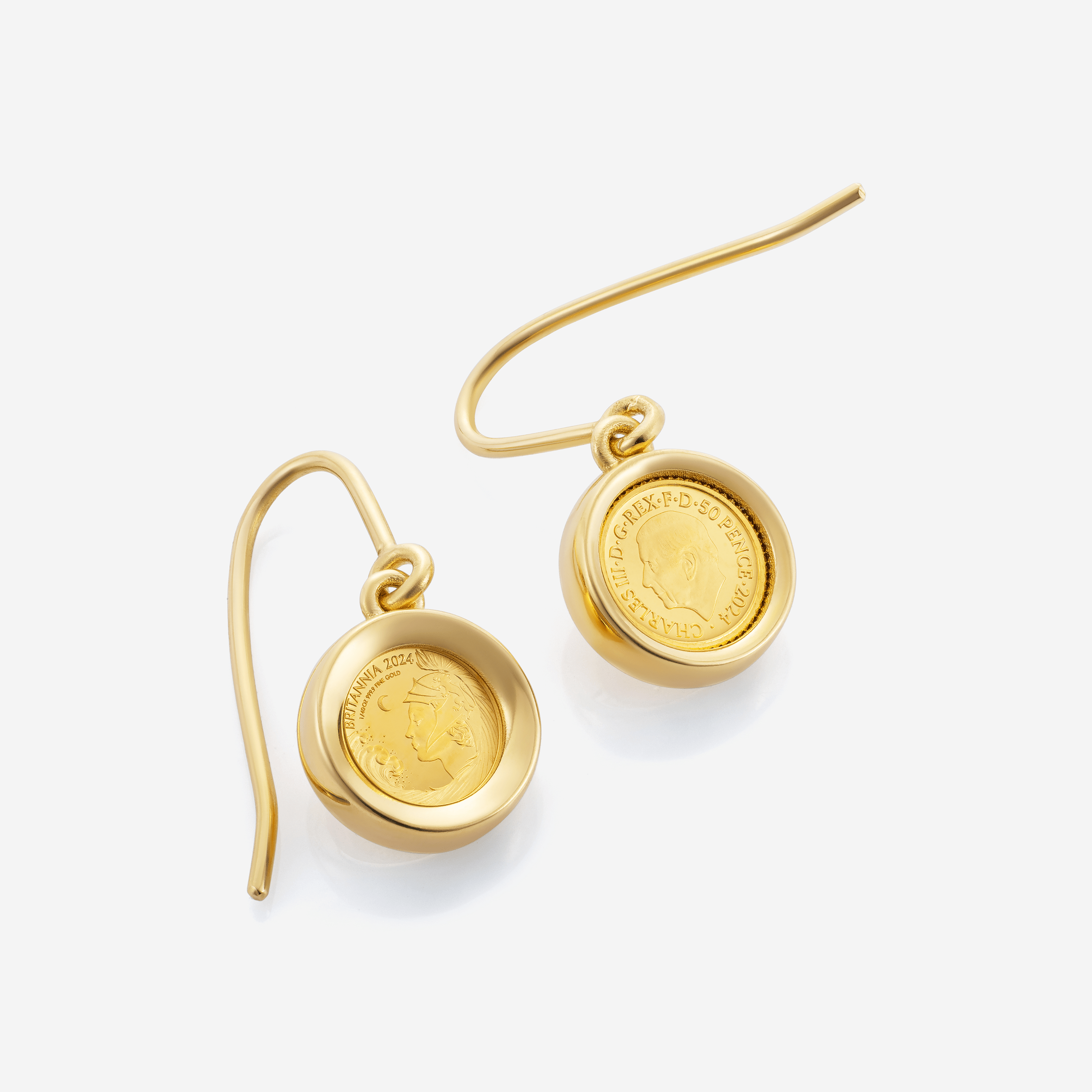886 Royal Mint Earrings 1/40oz Drop Earring, 18ct Yellow Gold