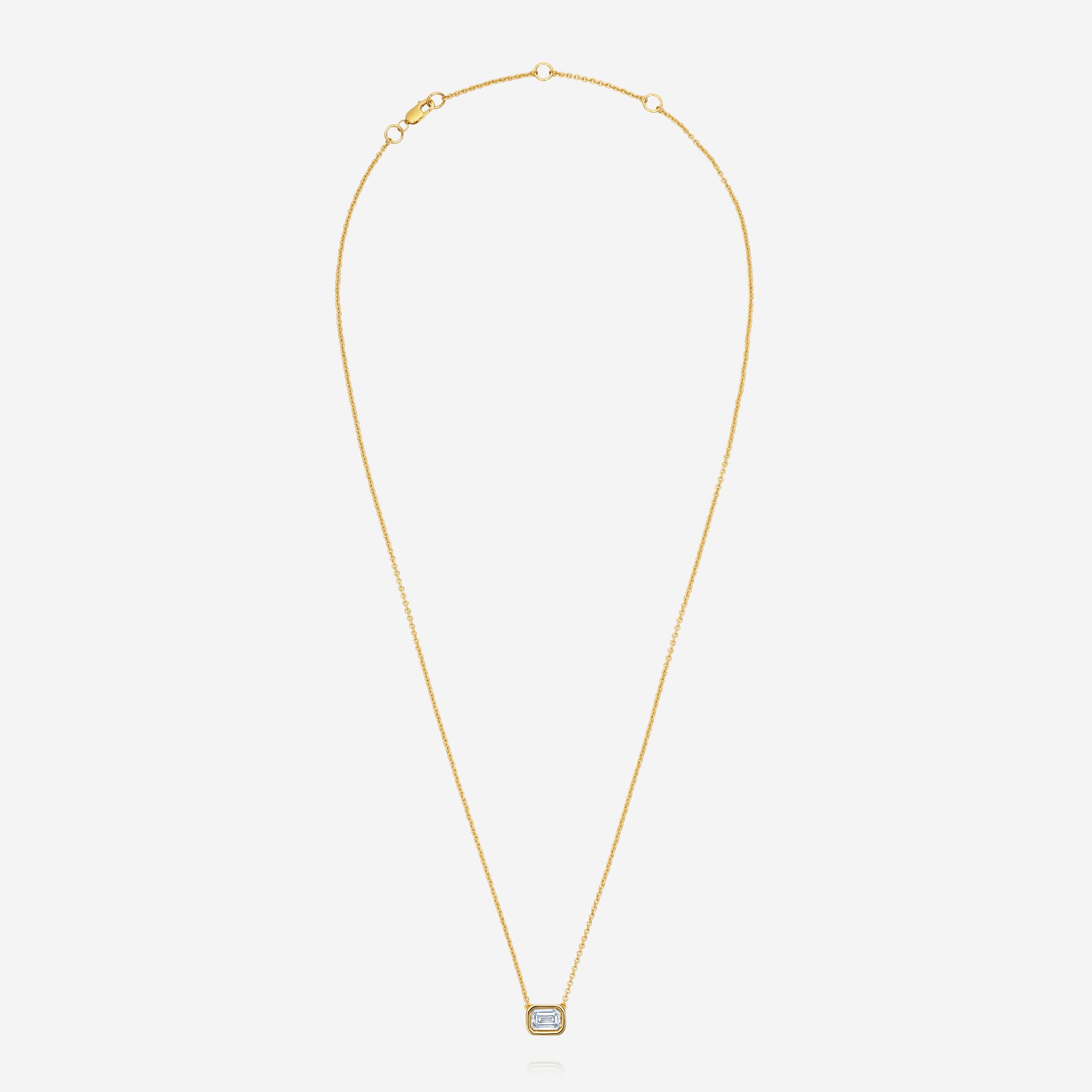 886 Royal Mint Necklaces Frameset Emerald Cut Diamond Necklace, 18ct Yellow Gold