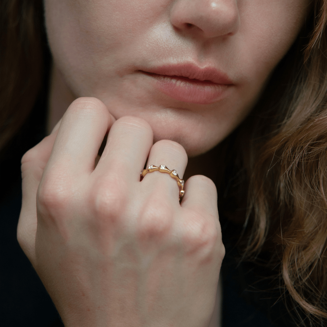 886 Royal Mint Rings Teardrop Diamond Eternity Band Ring, 18ct Yellow Gold