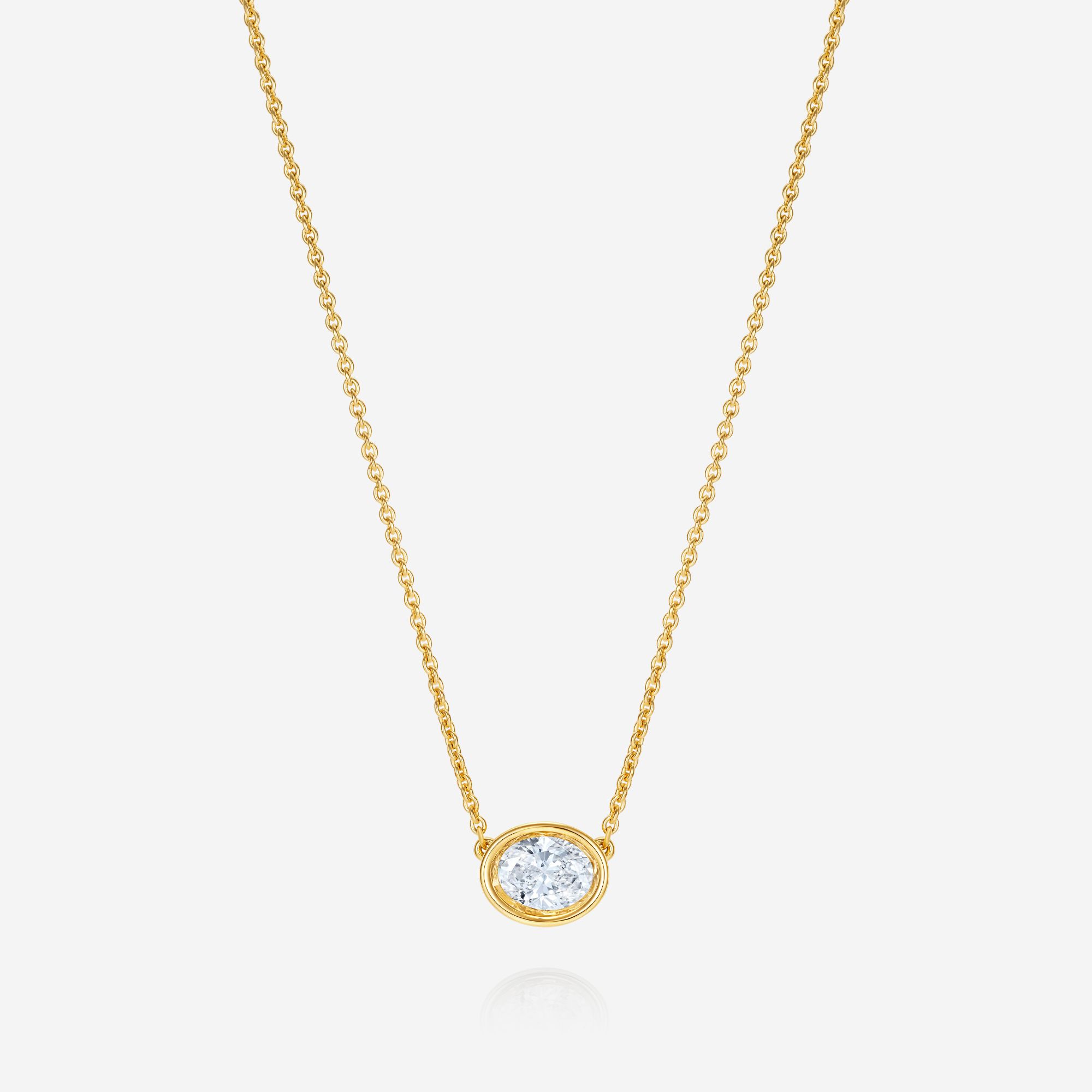 886 Royal Mint Necklaces Frameset Oval Cut Diamond Necklace, 18ct Yellow Gold