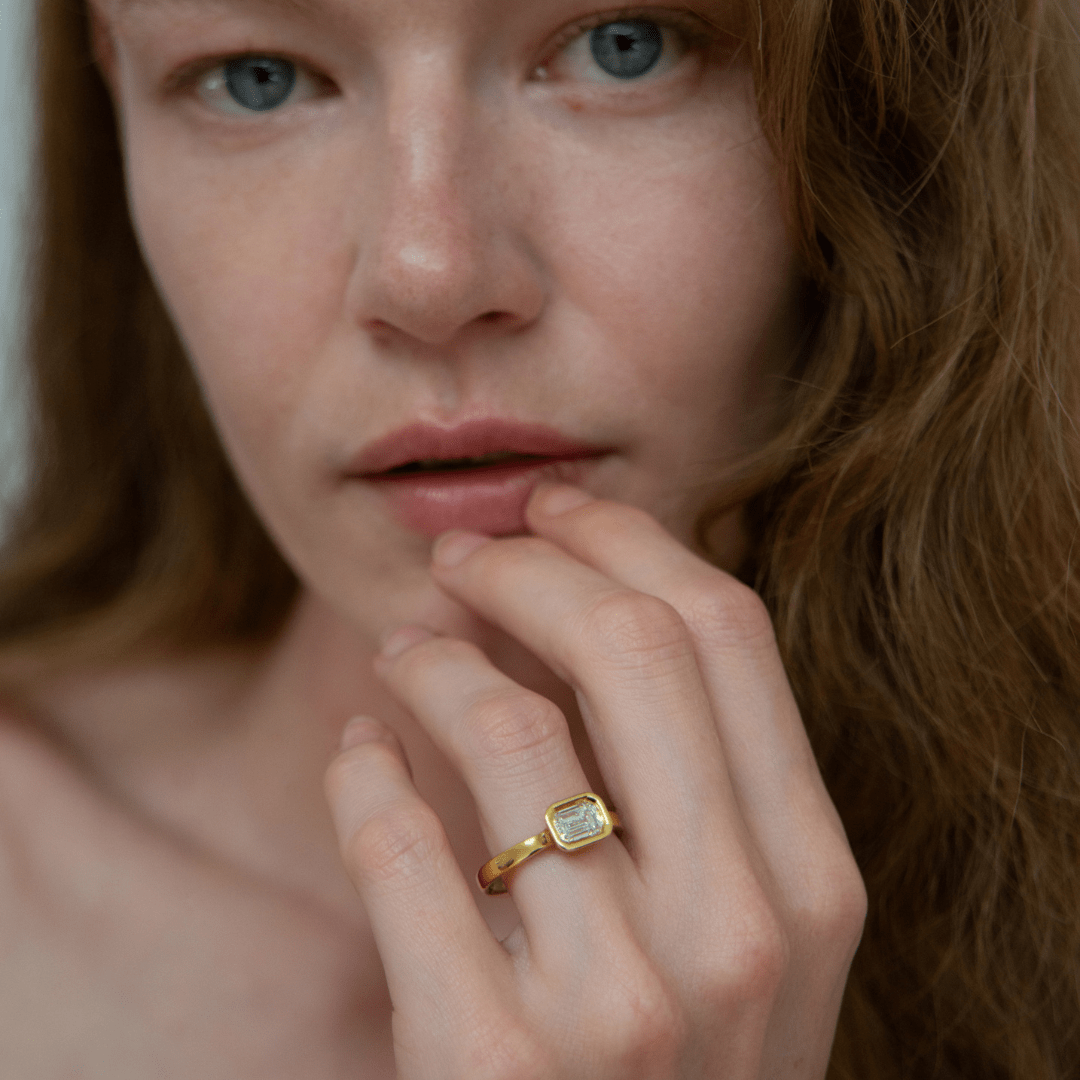 886 Royal Mint Rings Emerald Cut Diamond Engagement Ring, 18ct Yellow Gold