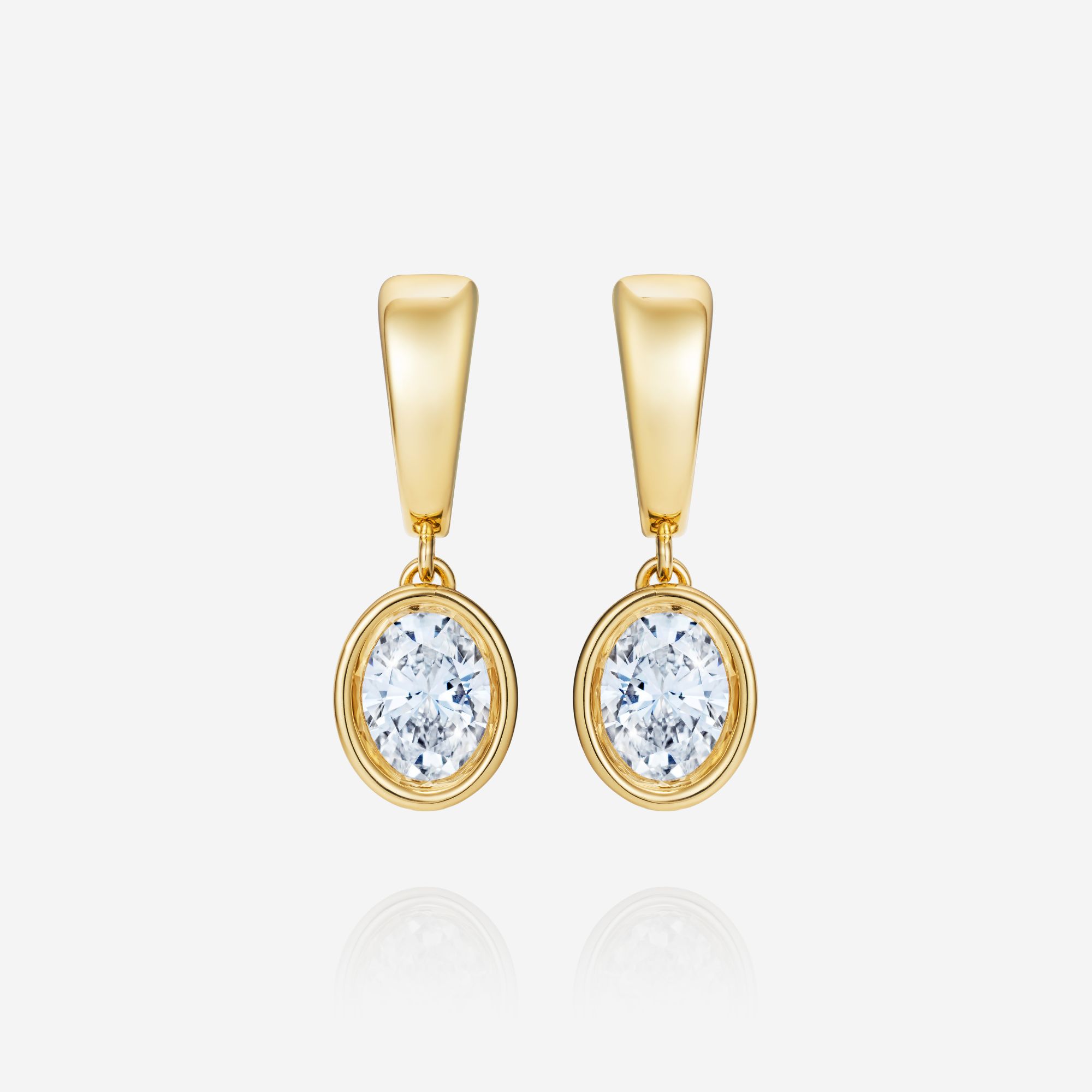 886 Royal Mint Earrings Frameset Oval Cut Diamond Charm Hoop Earrings, 18ct Yellow Gold
