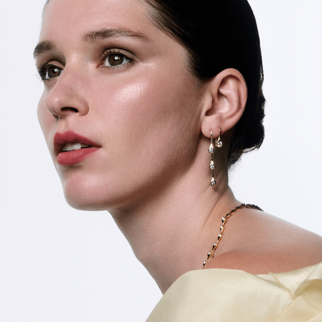 886 Royal Mint Earrings Teardrop Diamond Drop Earrings, 18ct Yellow Gold