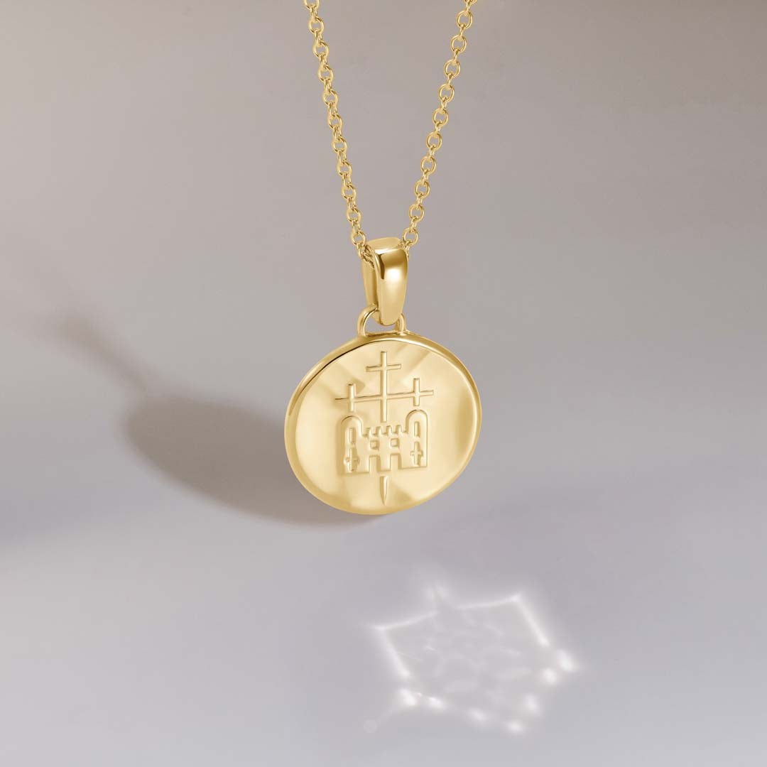 886 Royal Mint Necklaces 886 Caustic Tower Pendant with Chain in 18ct Yellow Gold