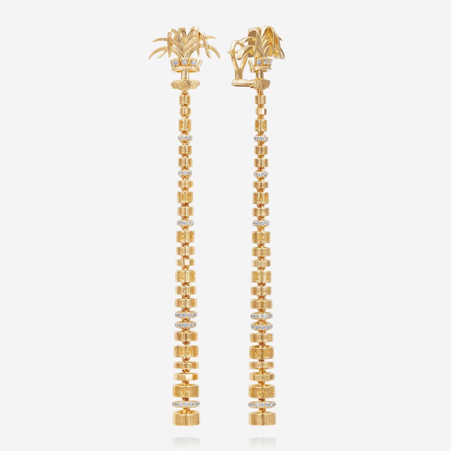 886 Royal Mint Earrings Tutamen Diamond Stack Drop Earrings 18ct Yellow Gold