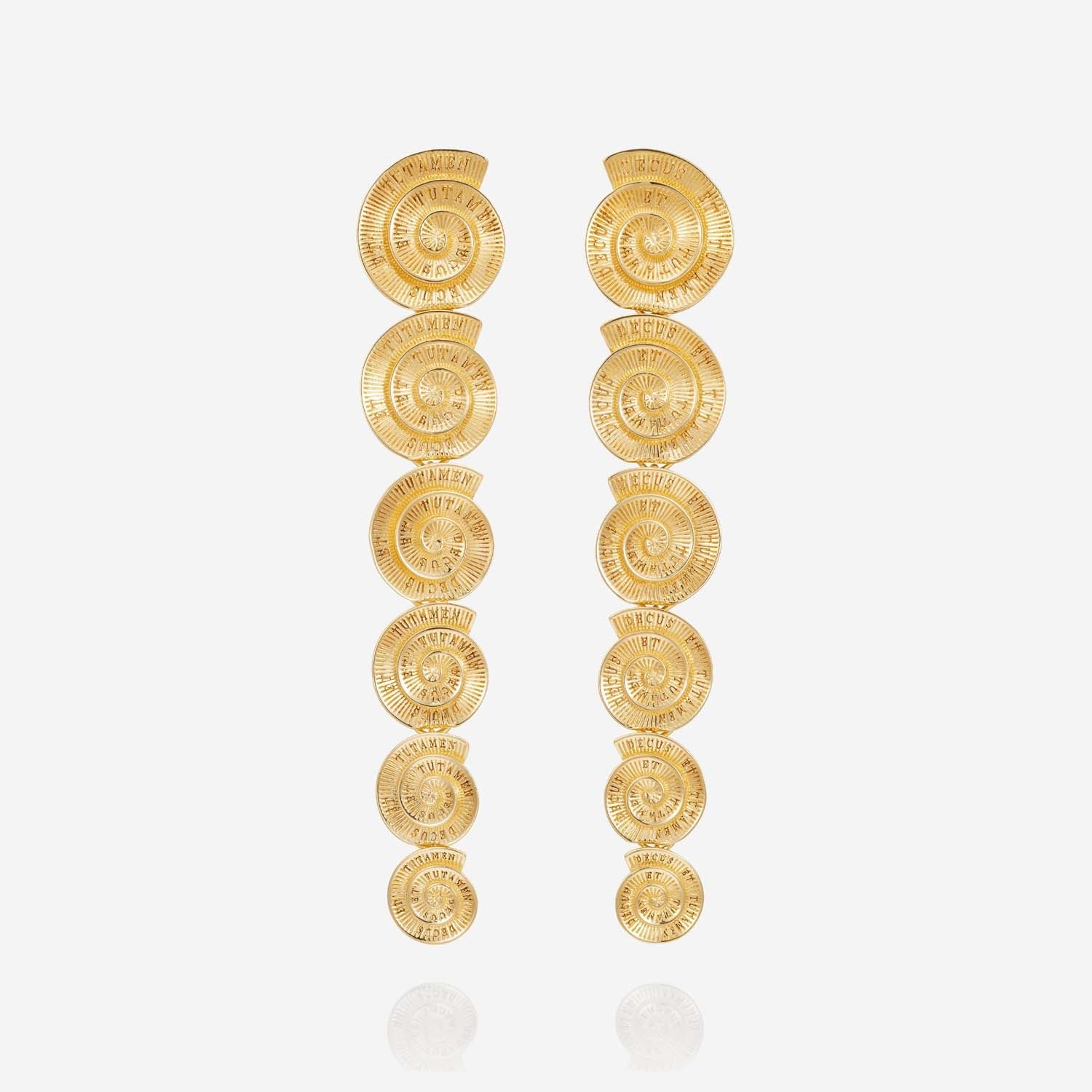 886 Royal Mint Earrings Tutamen Spiral Drop Earrings 18ct Yellow Gold