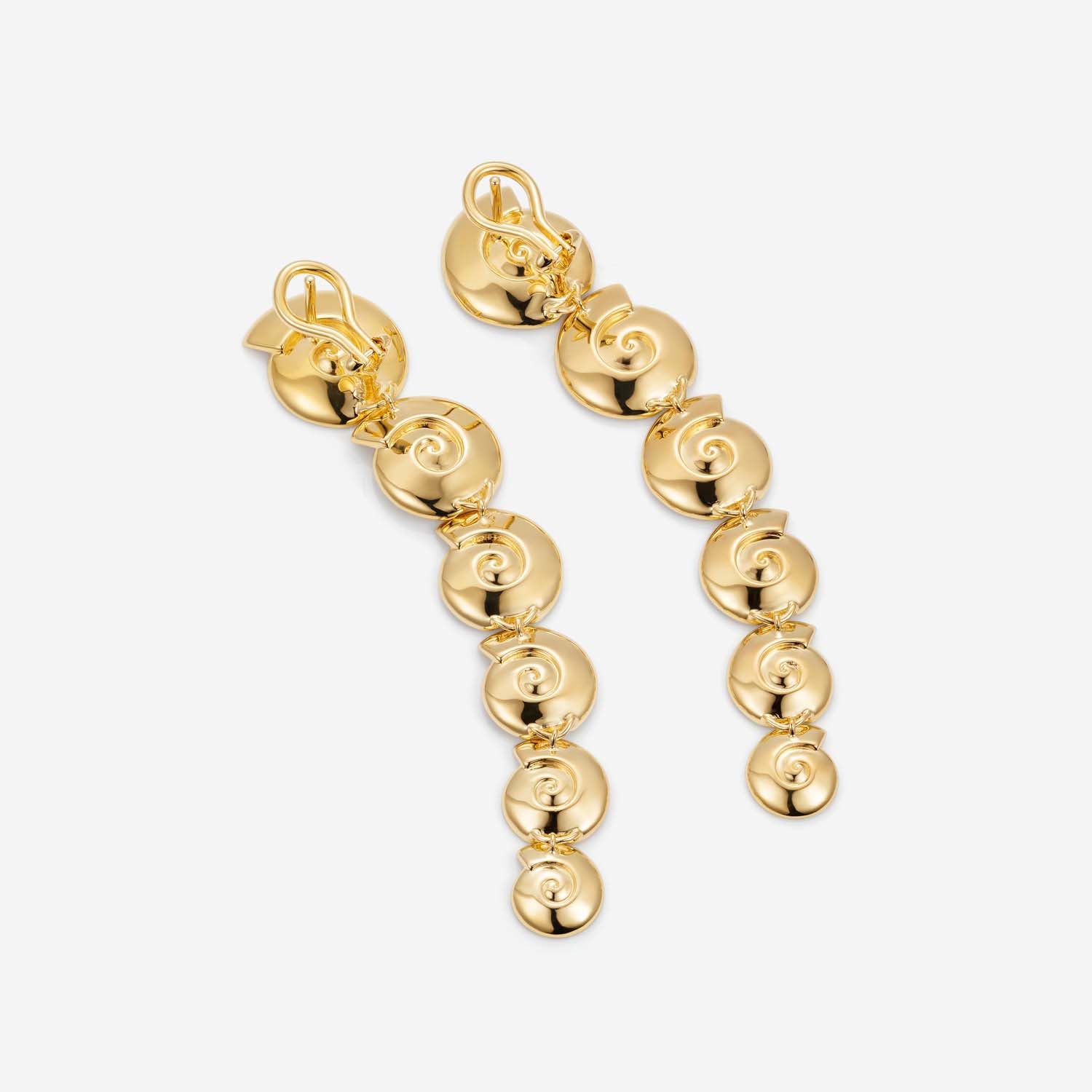 886 Royal Mint Earrings Tutamen Spiral Drop Earrings 18ct Yellow Gold